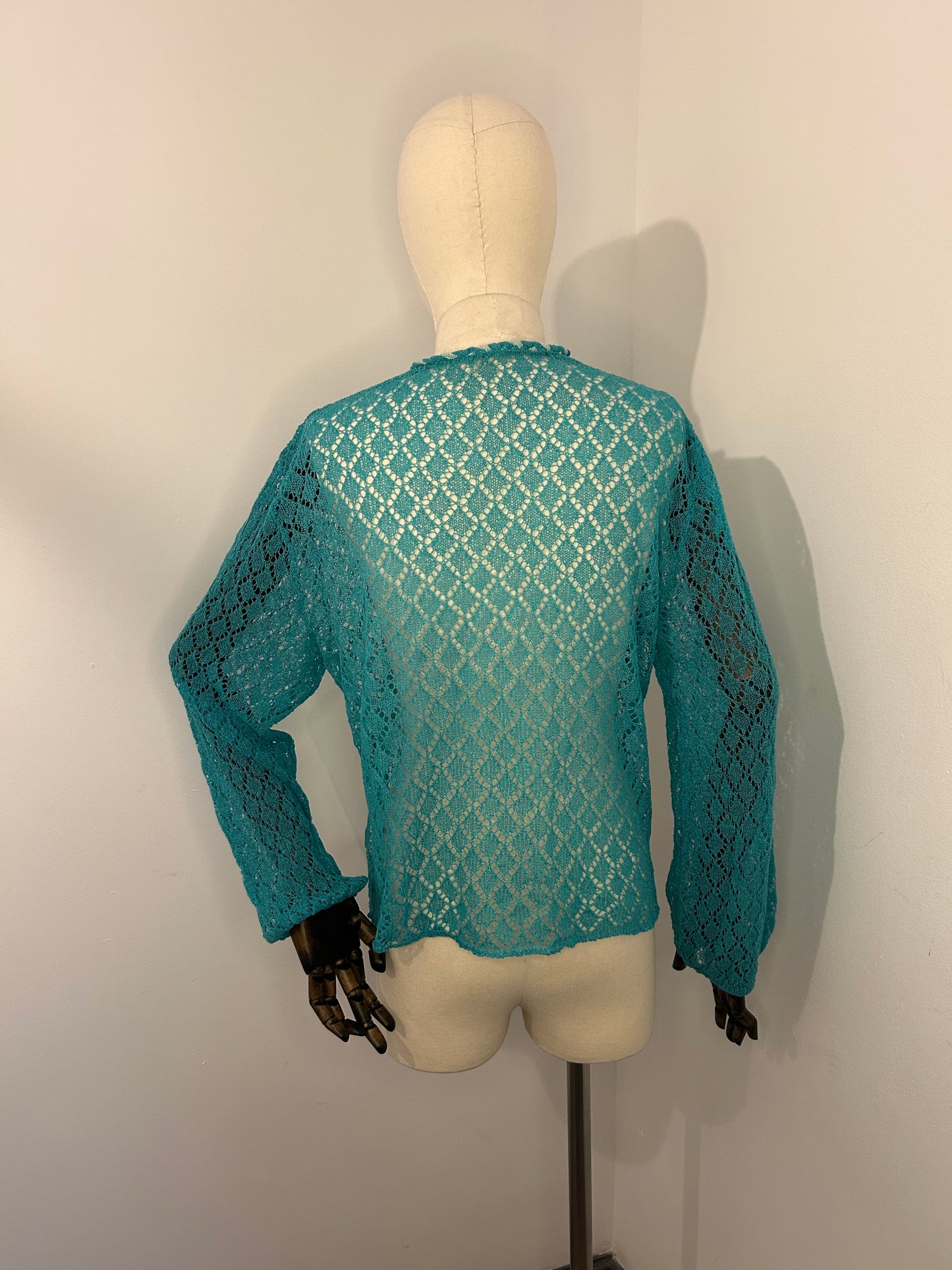 Teal Crochet Cardigan