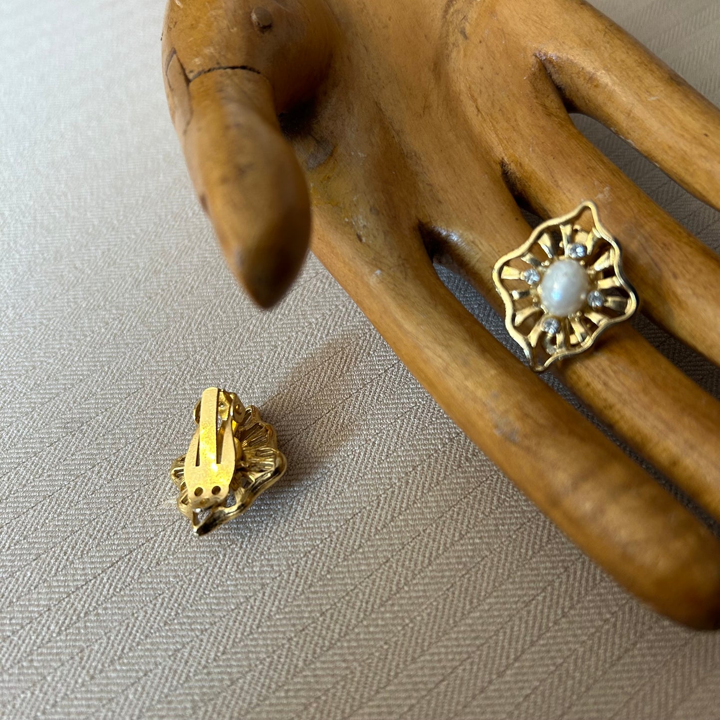 Gold and Faux Pearl Clip Ons