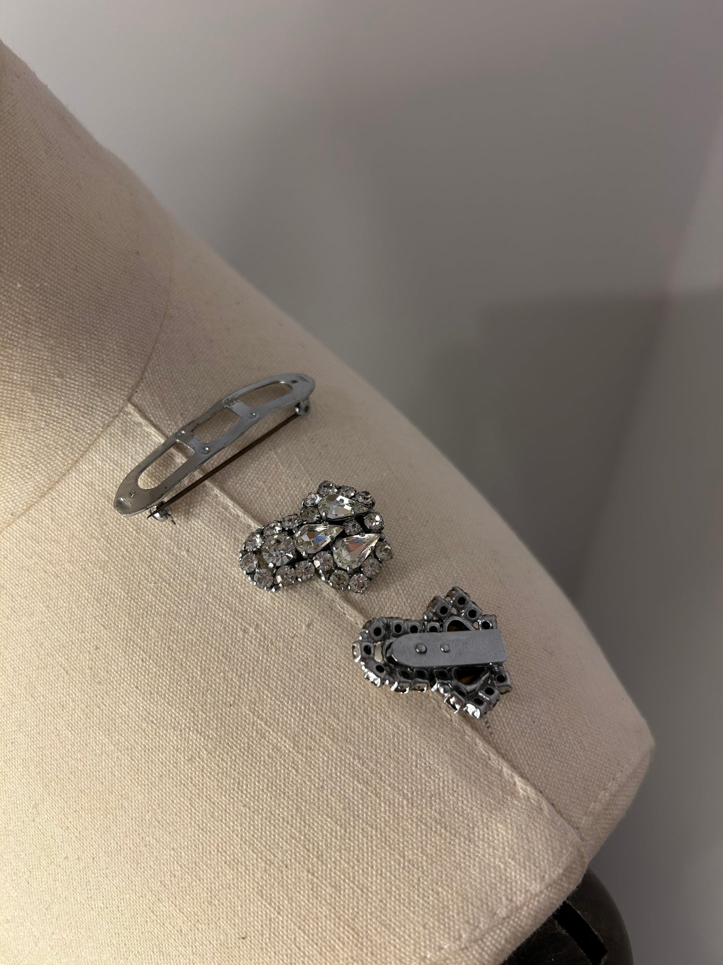 Silver Diamanté Brooch and Clip