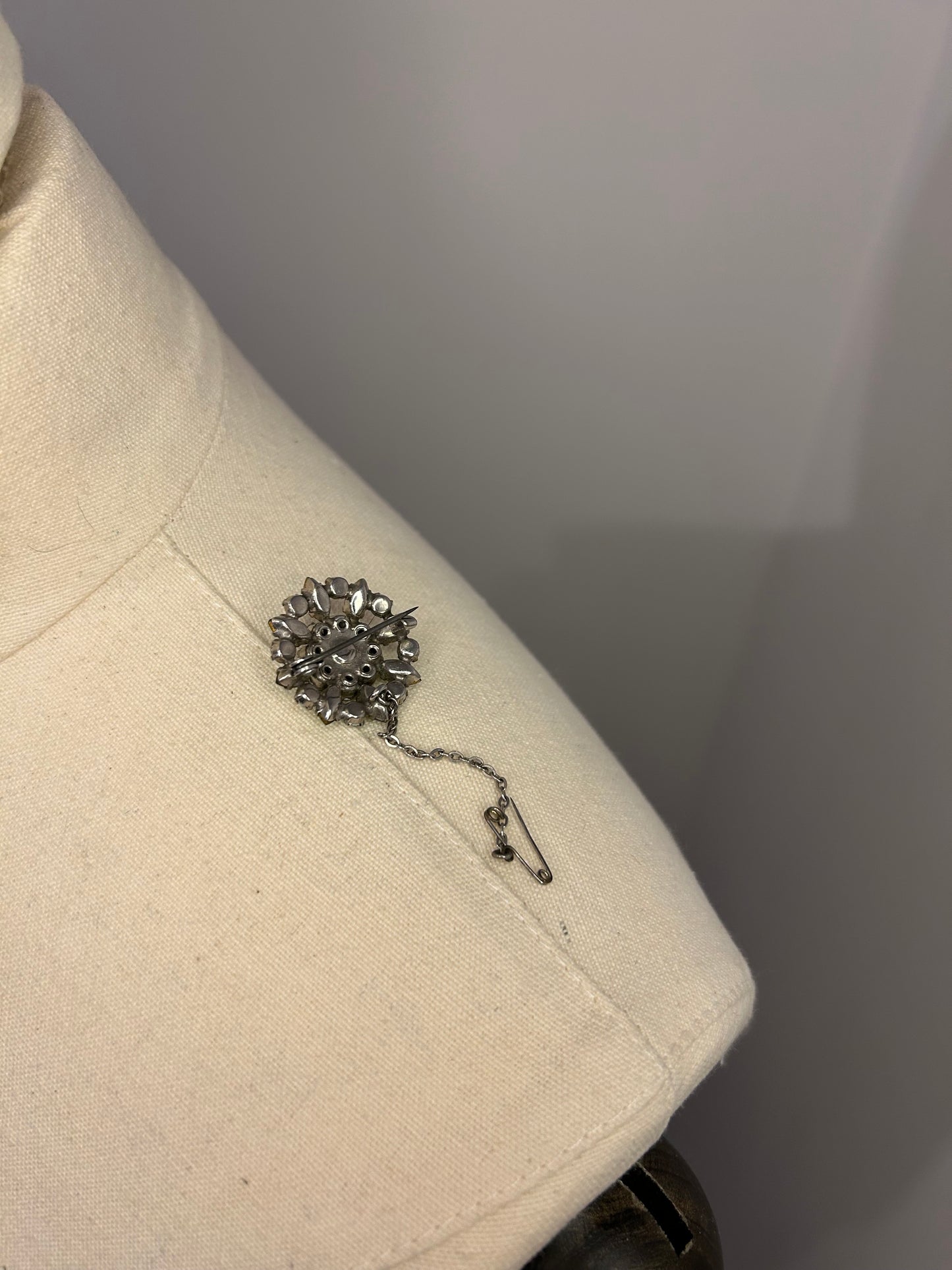 Green And White Diamanté Brooch