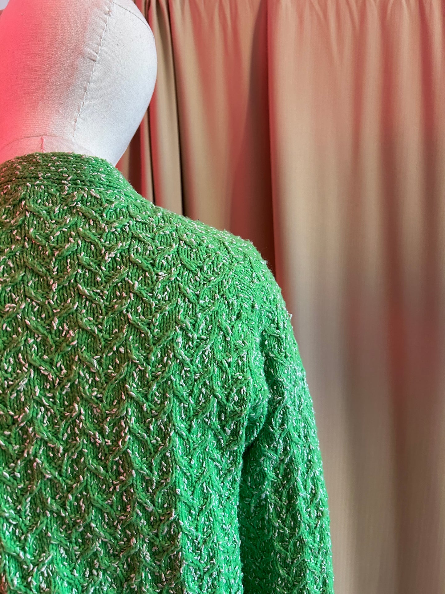 Bright Green Hand Knitted Cardigan