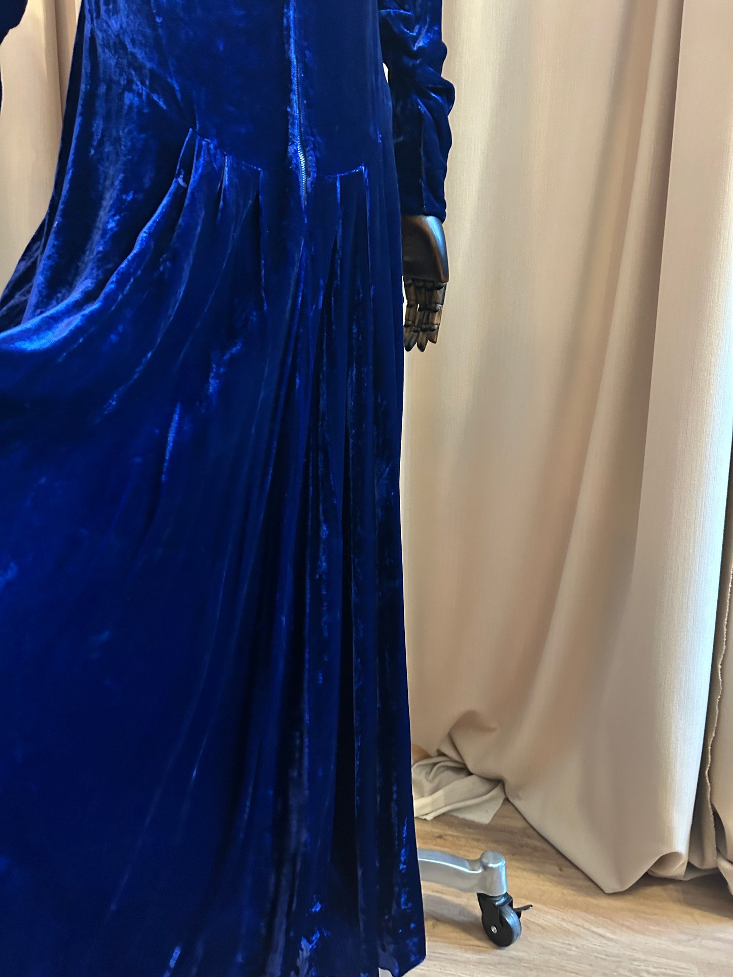 Blue Silk Velvet Gown