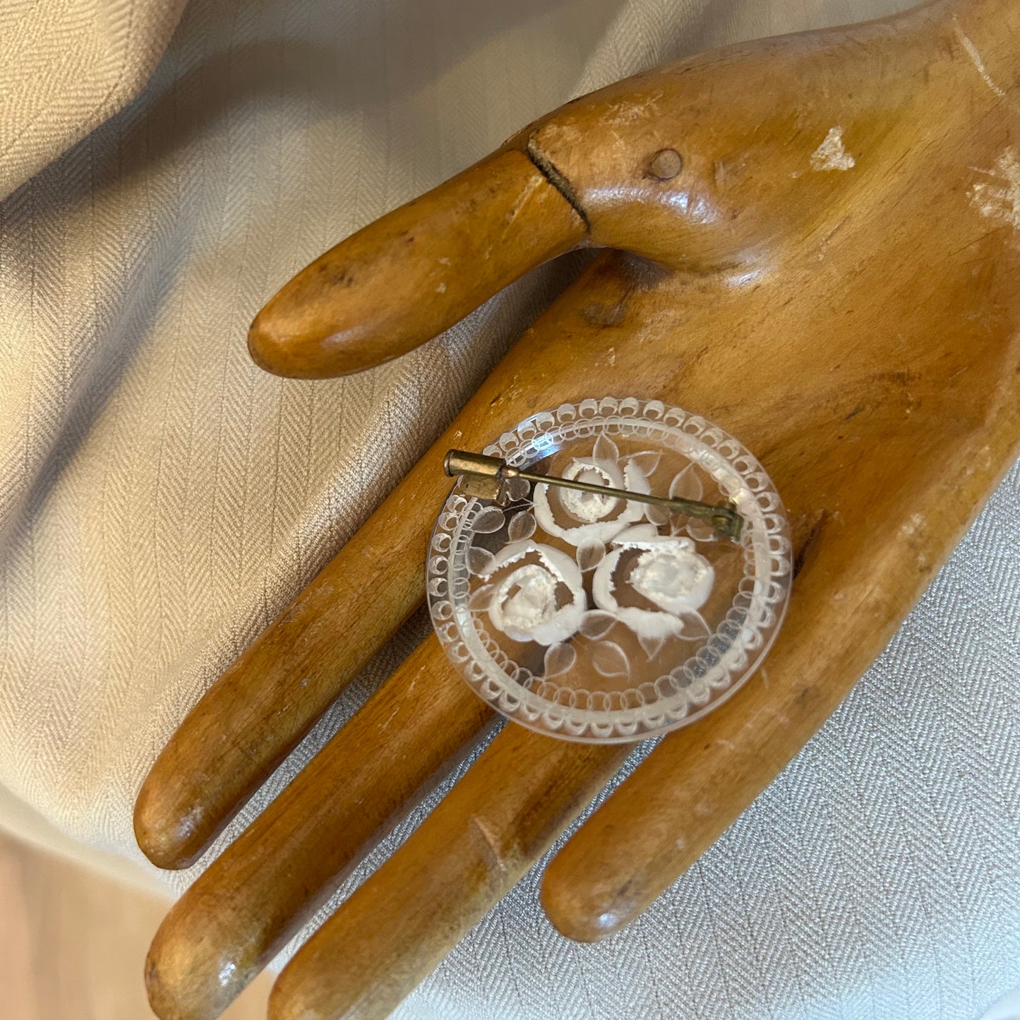Lucite Rose Brooch
