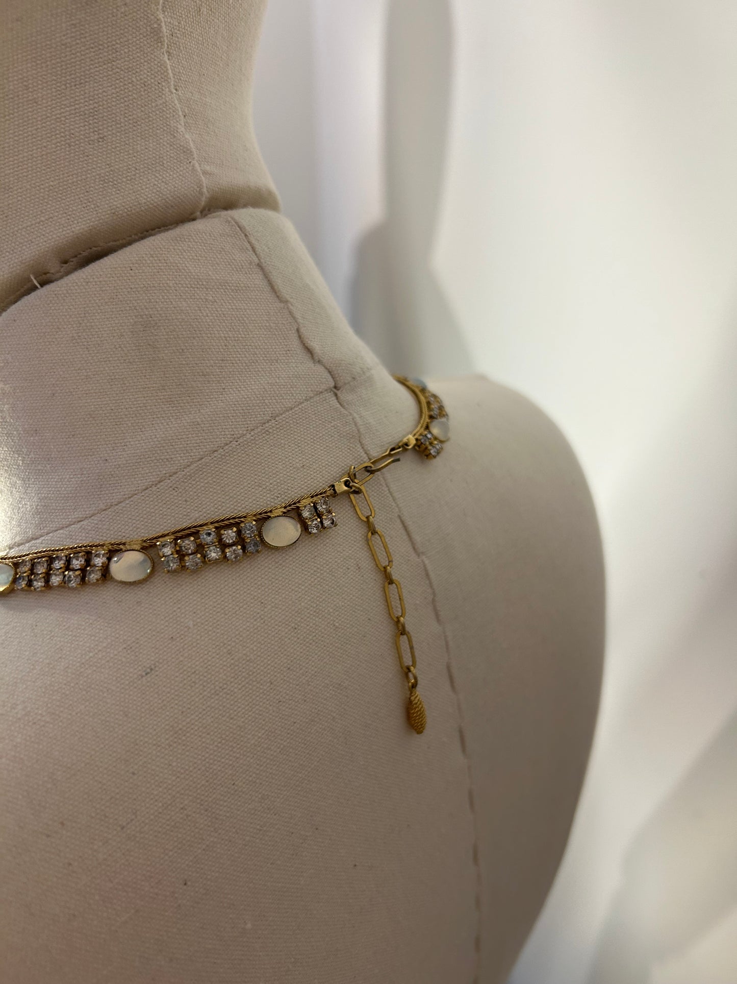 Gold Tone Faux Opal Necklace