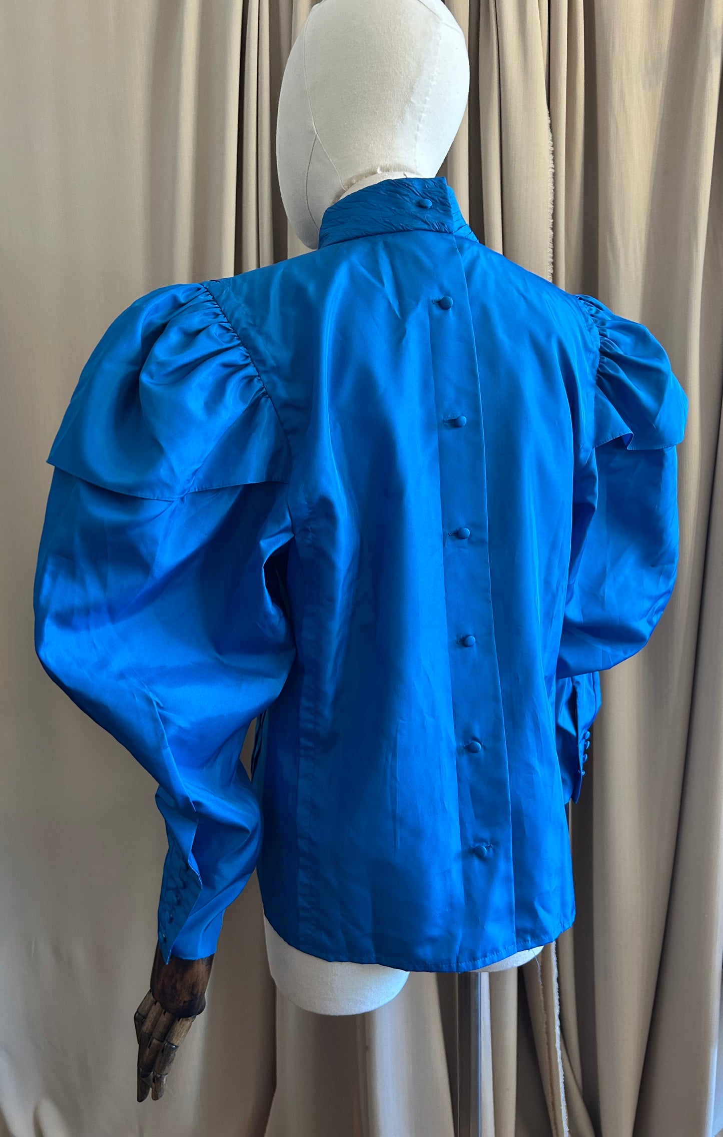 Electric Blue Balloon Sleeve Blouse