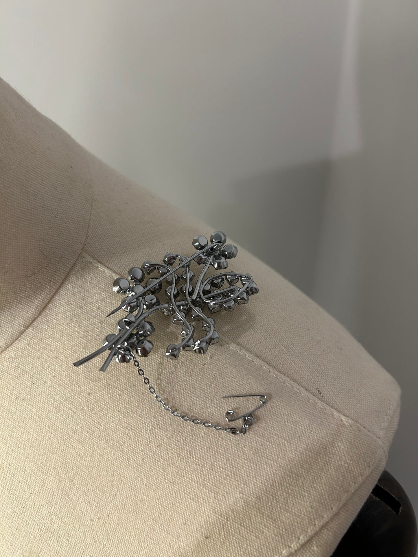Diamanté Floral Spray Brooch