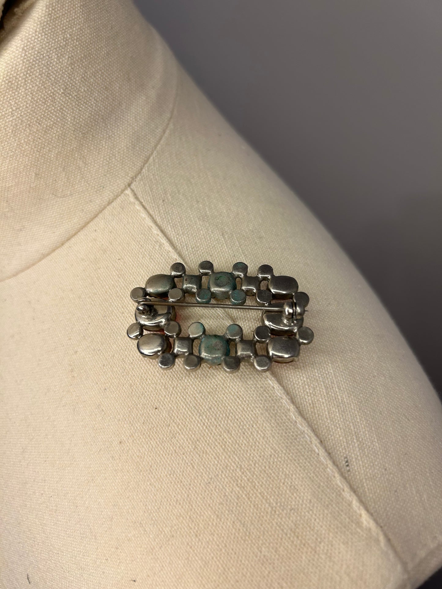 Pink and Silver Diamanté Brooch