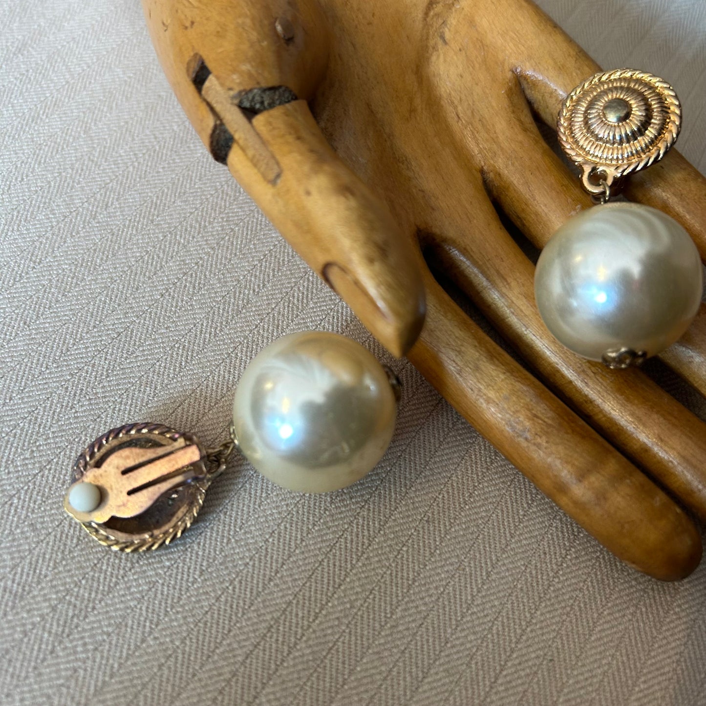 Large Faux Pearl Drop Clip Ons