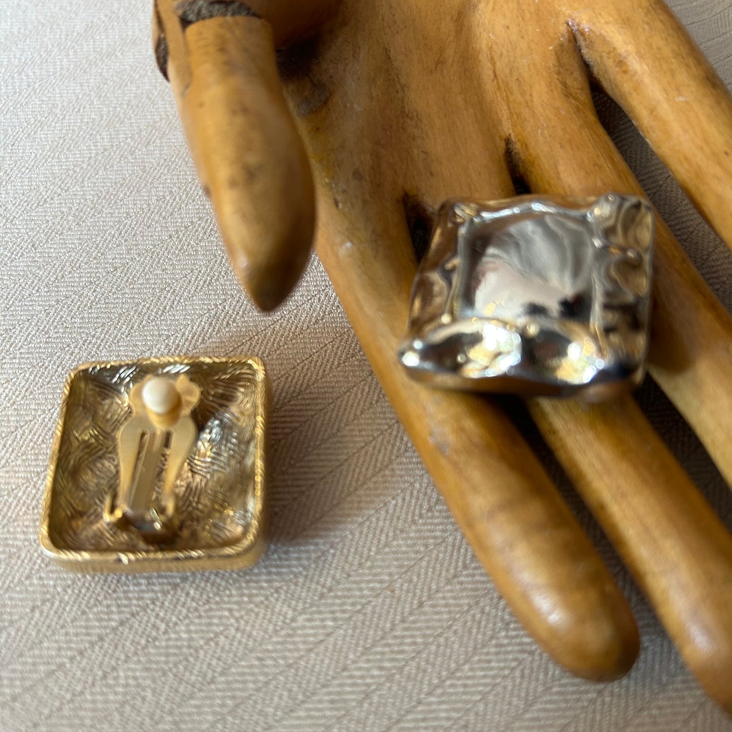 Mixed Metal Squares Clip On