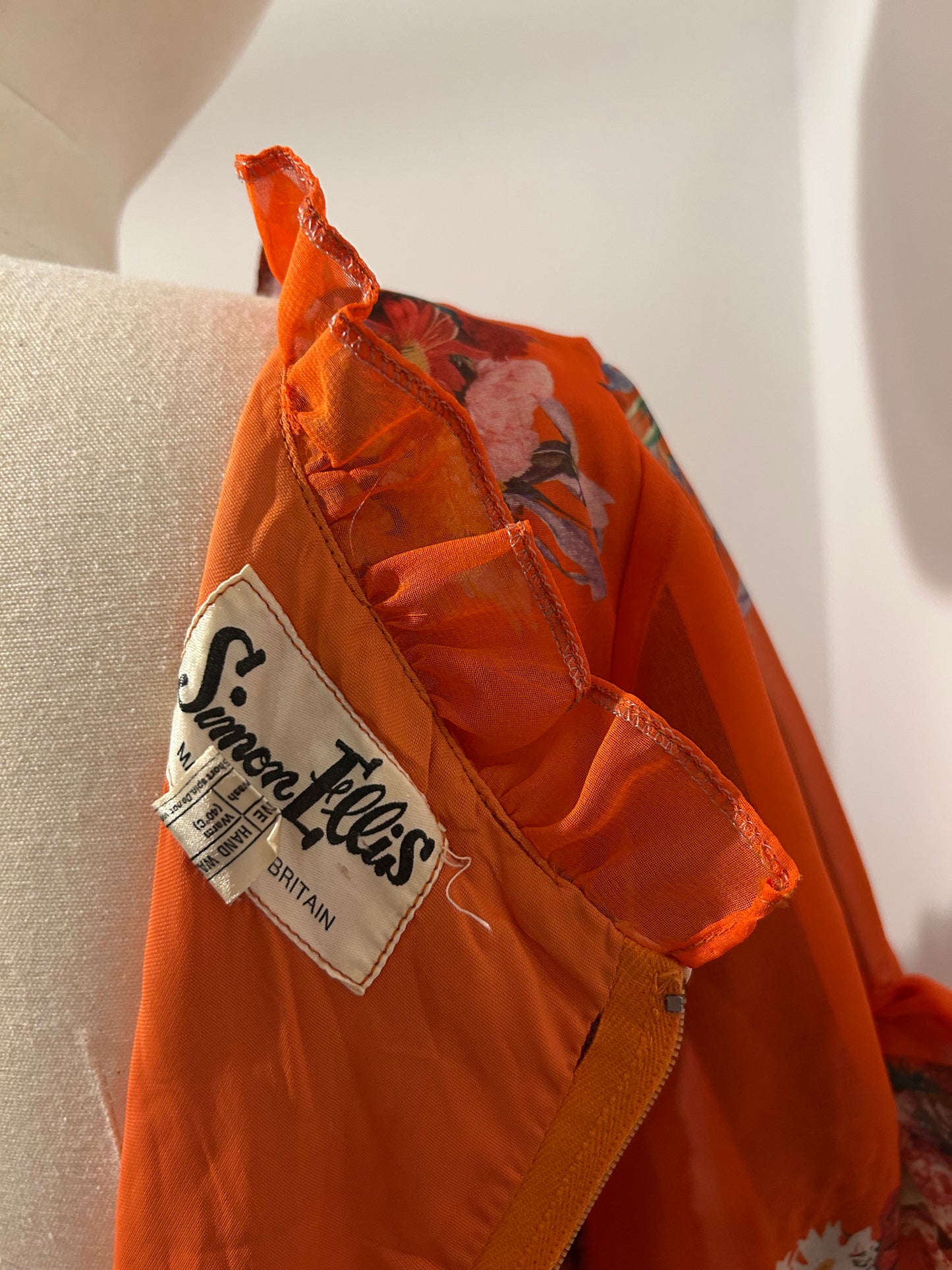 Orange Floral Ruffle Dress