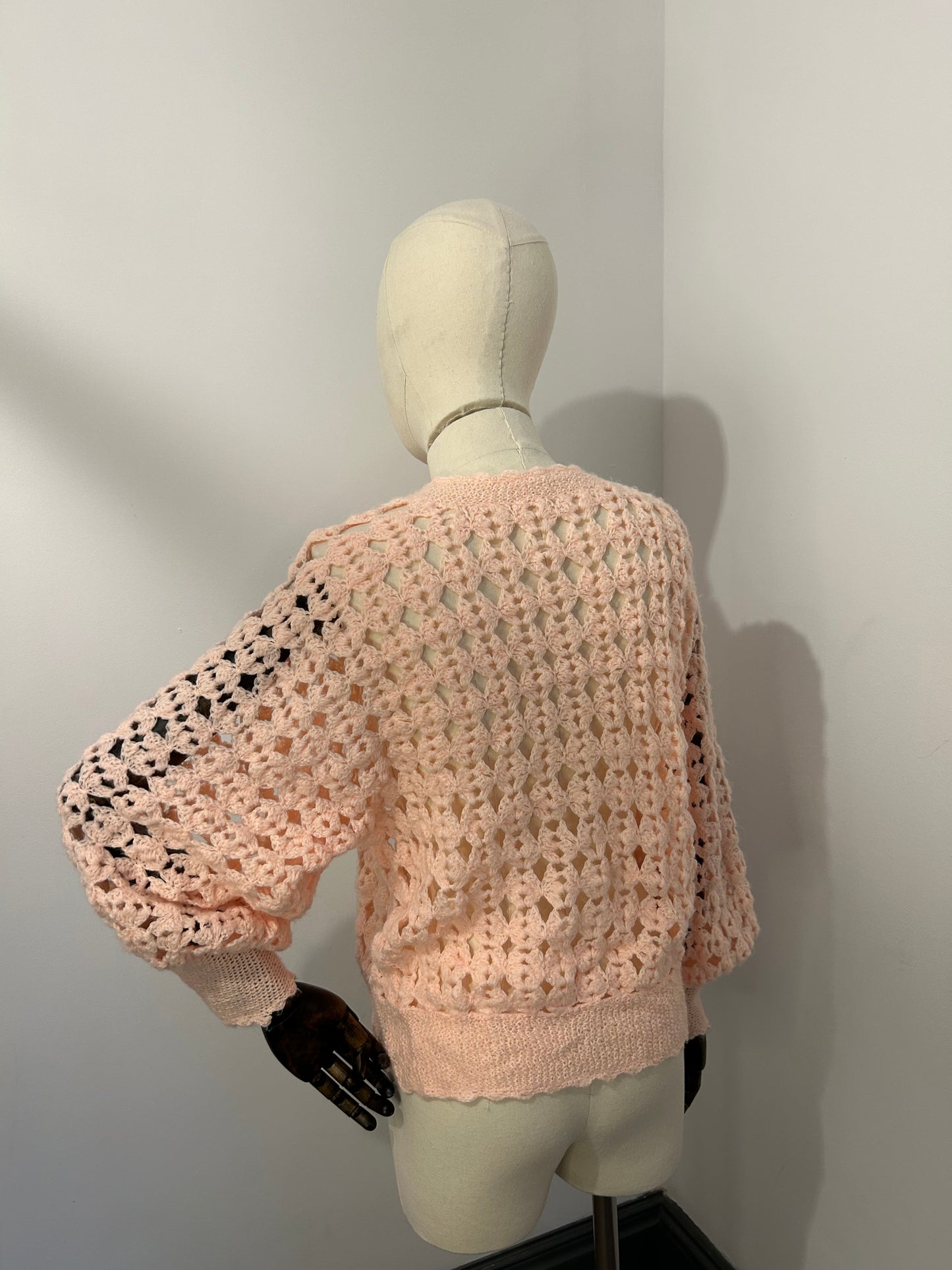Pastel Pink Crochet Cardigan