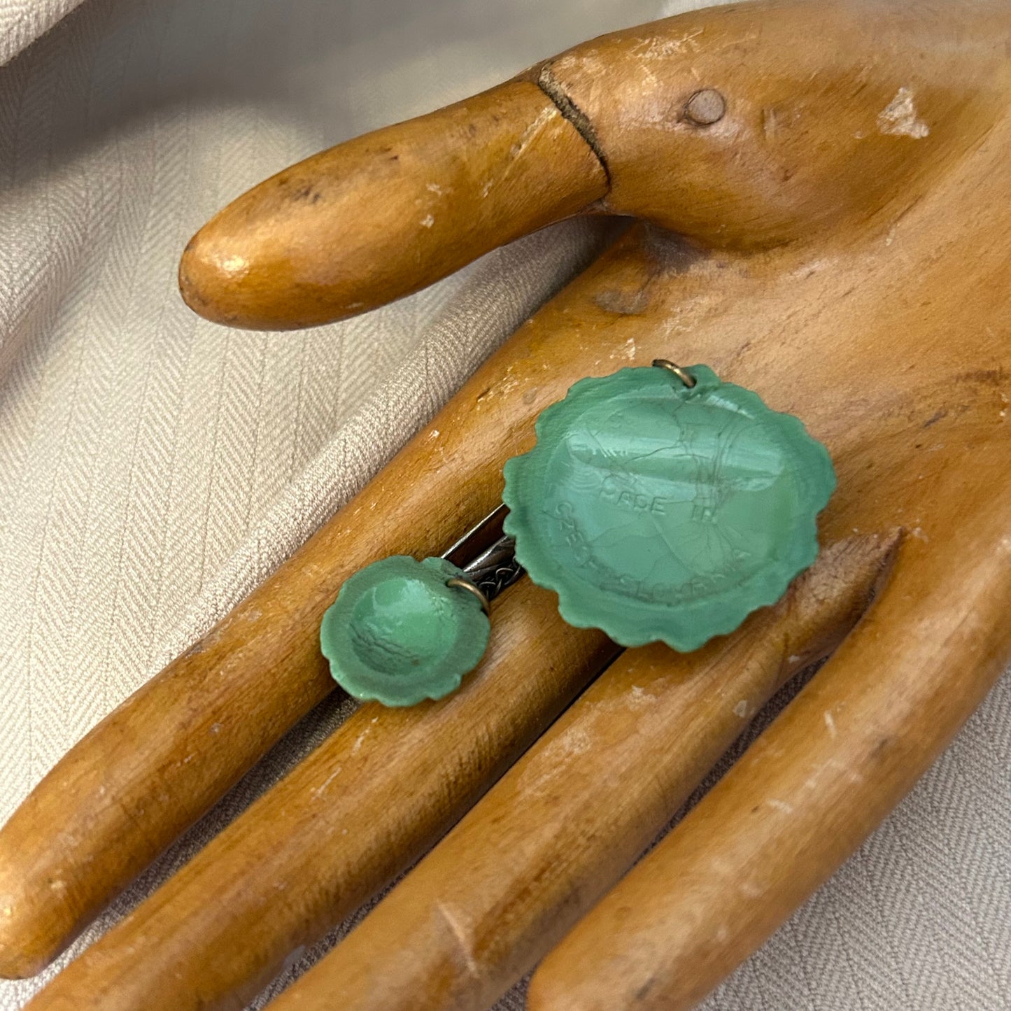 Two Green Flowers Brooch