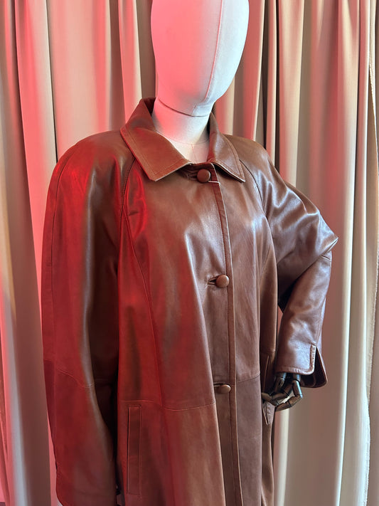 Italian Leather Swing Coat