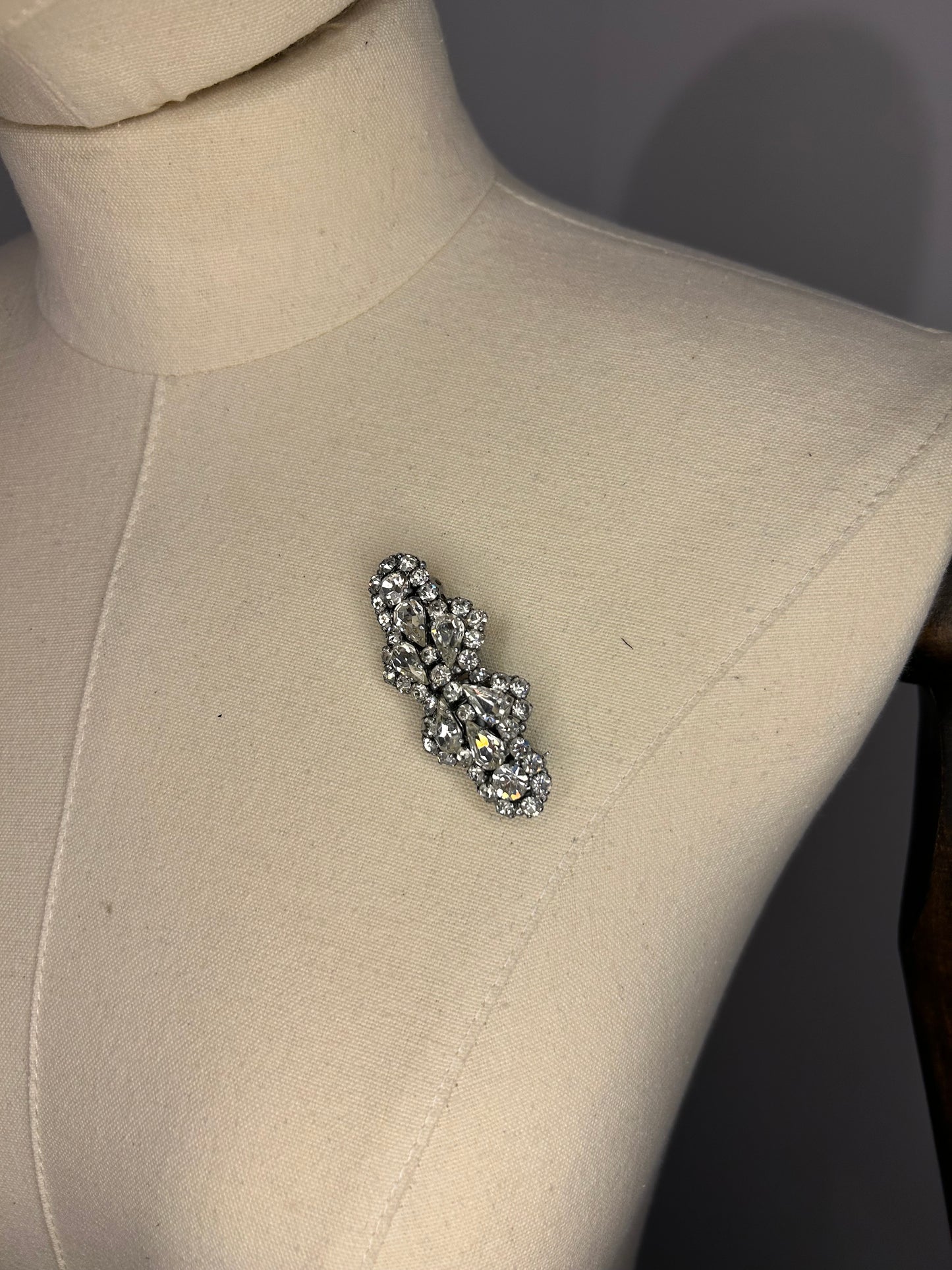 Silver Diamanté Brooch and Clip