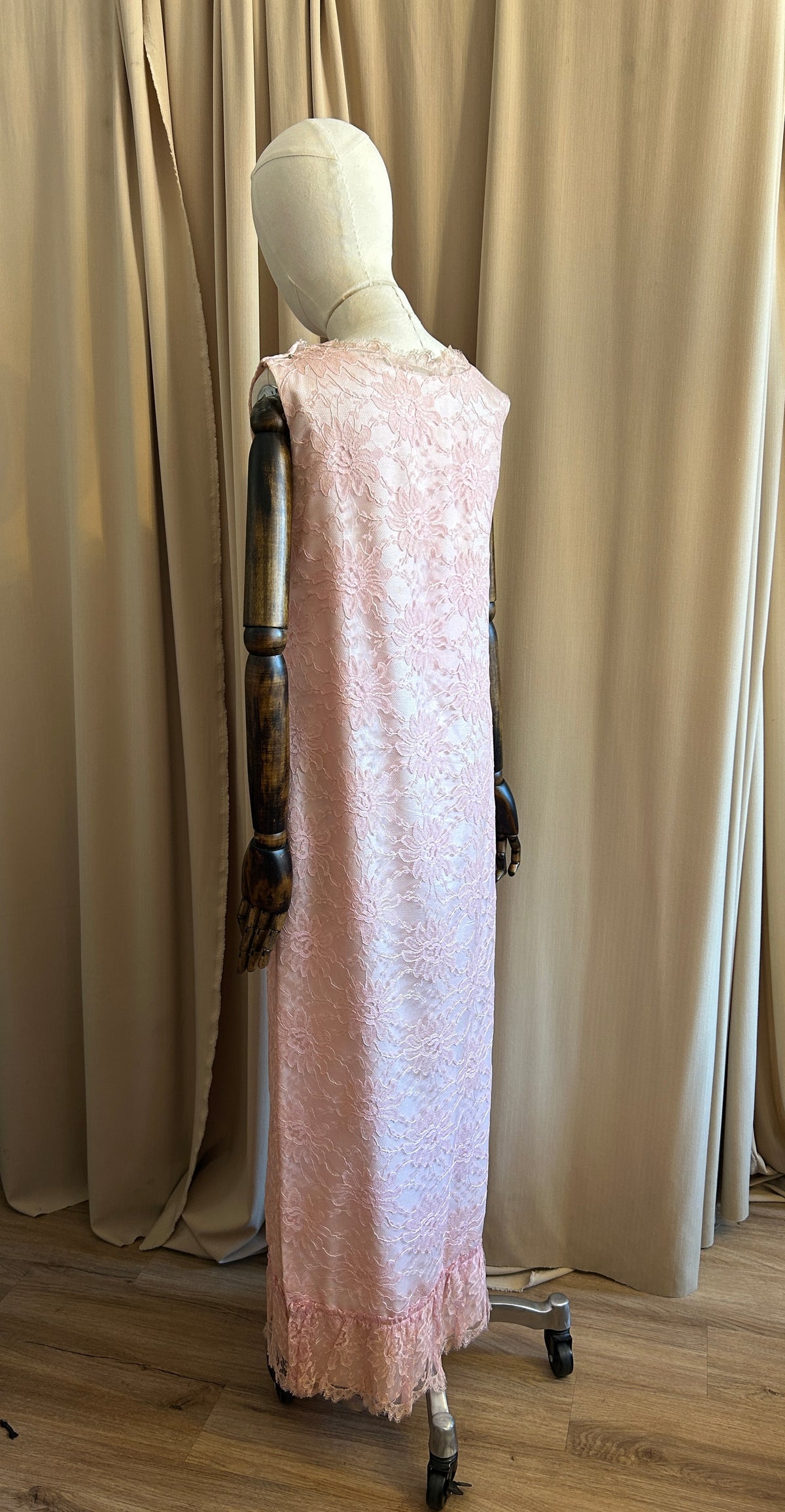 60s Baby Pink Lace Gown