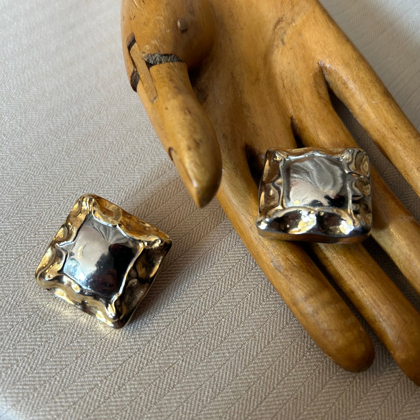 Mixed Metal Squares Clip On