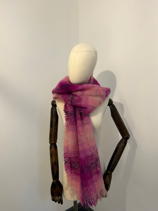 Purple Check Mohair Scarf
