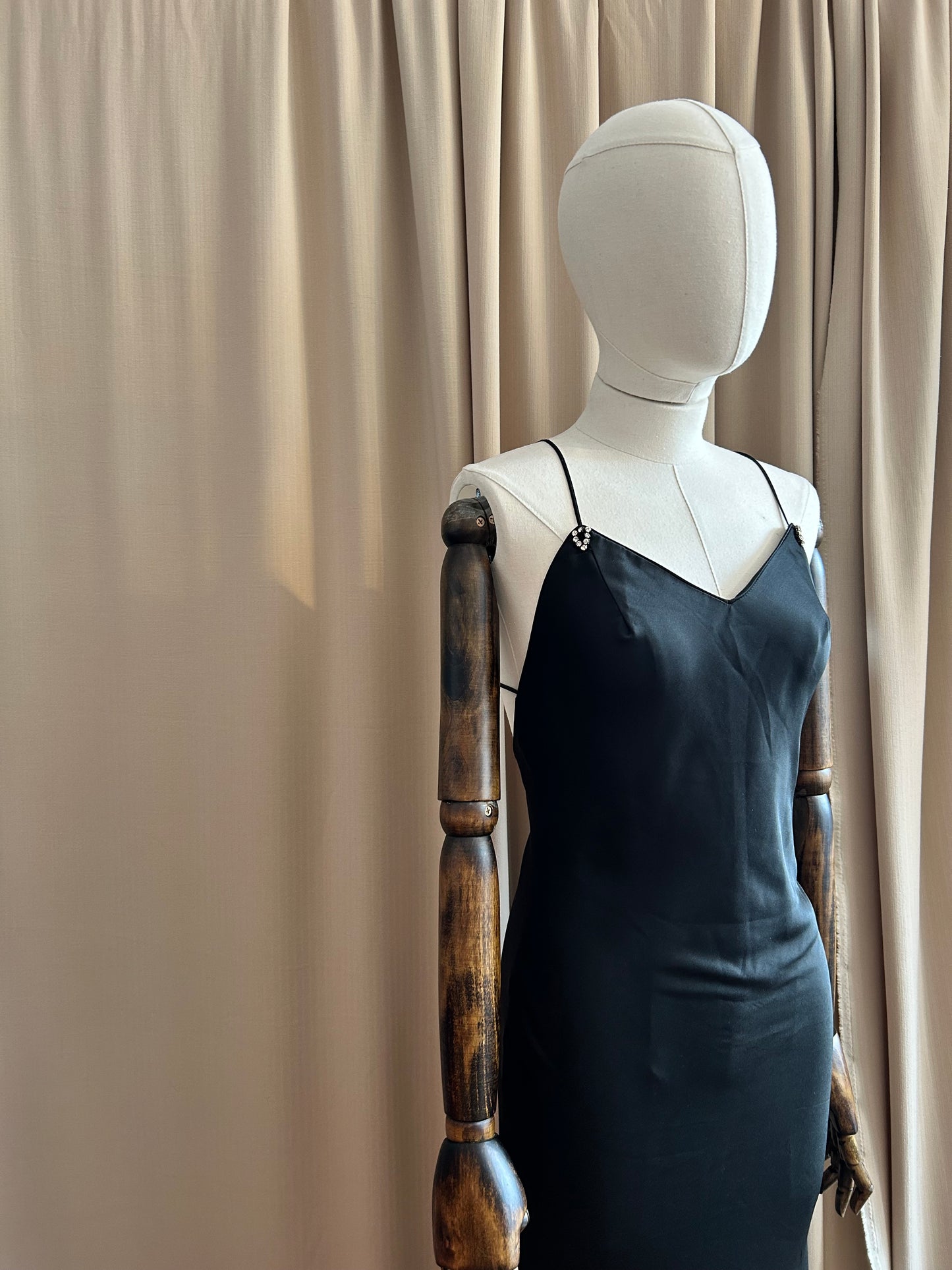 Bias Cut Black Gown