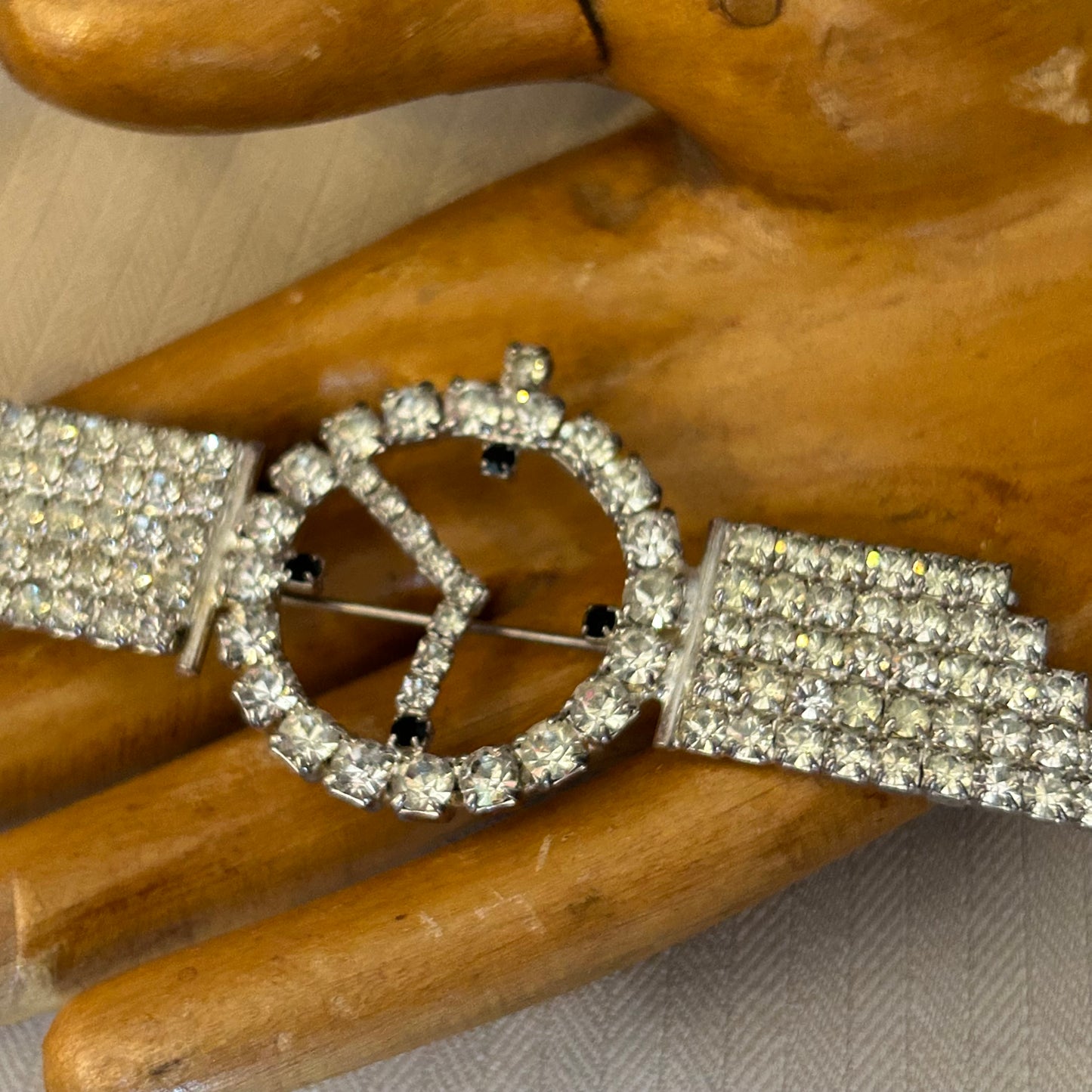 Large Rhinestone Clock Brooch