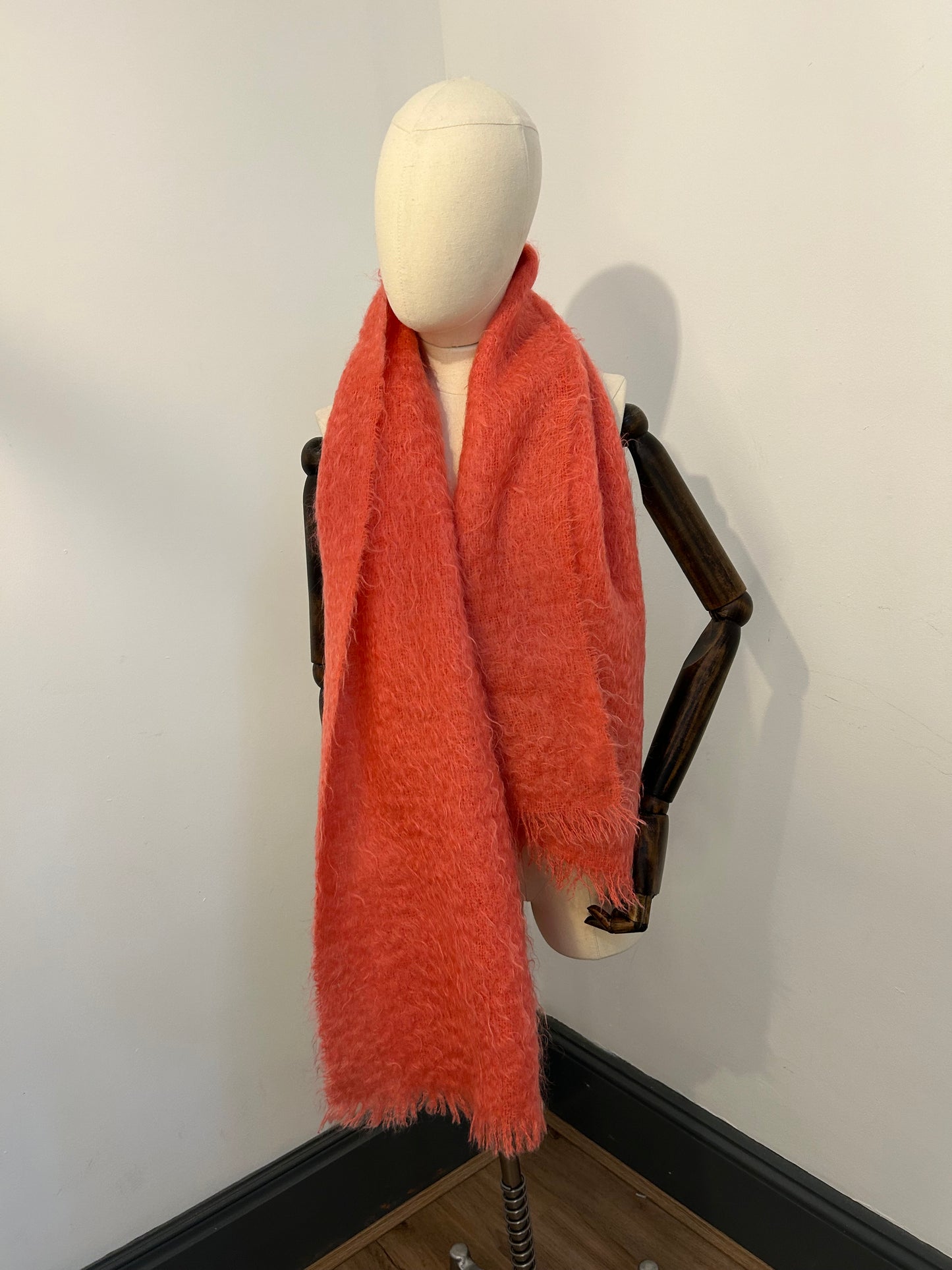 Coral Mohair Scarf