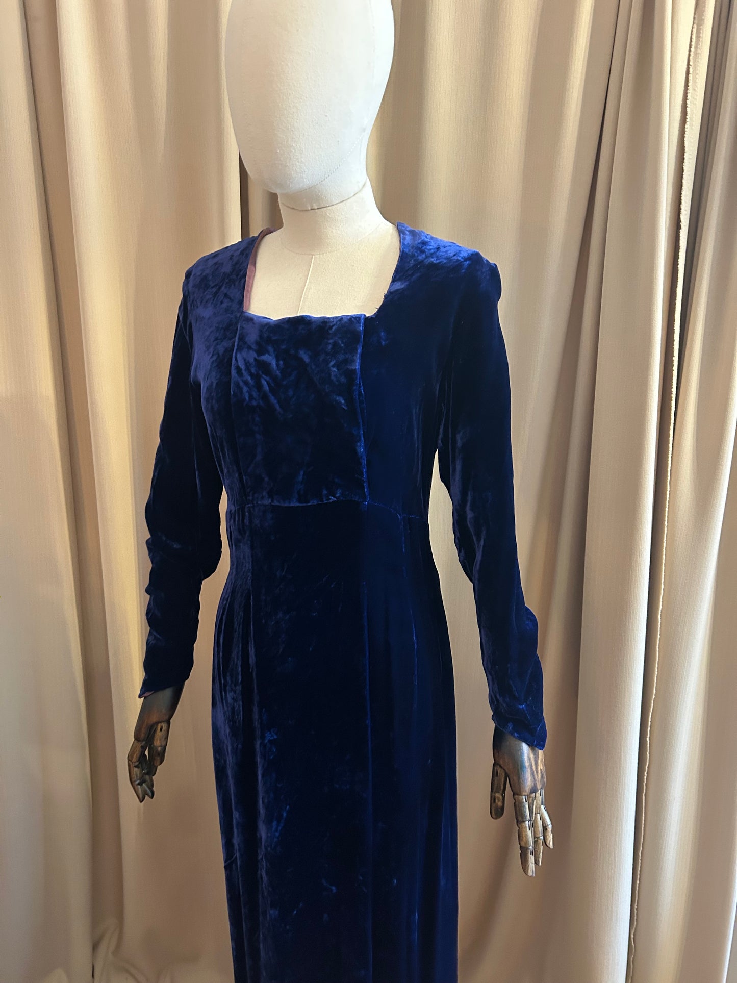 Blue Silk Velvet Gown