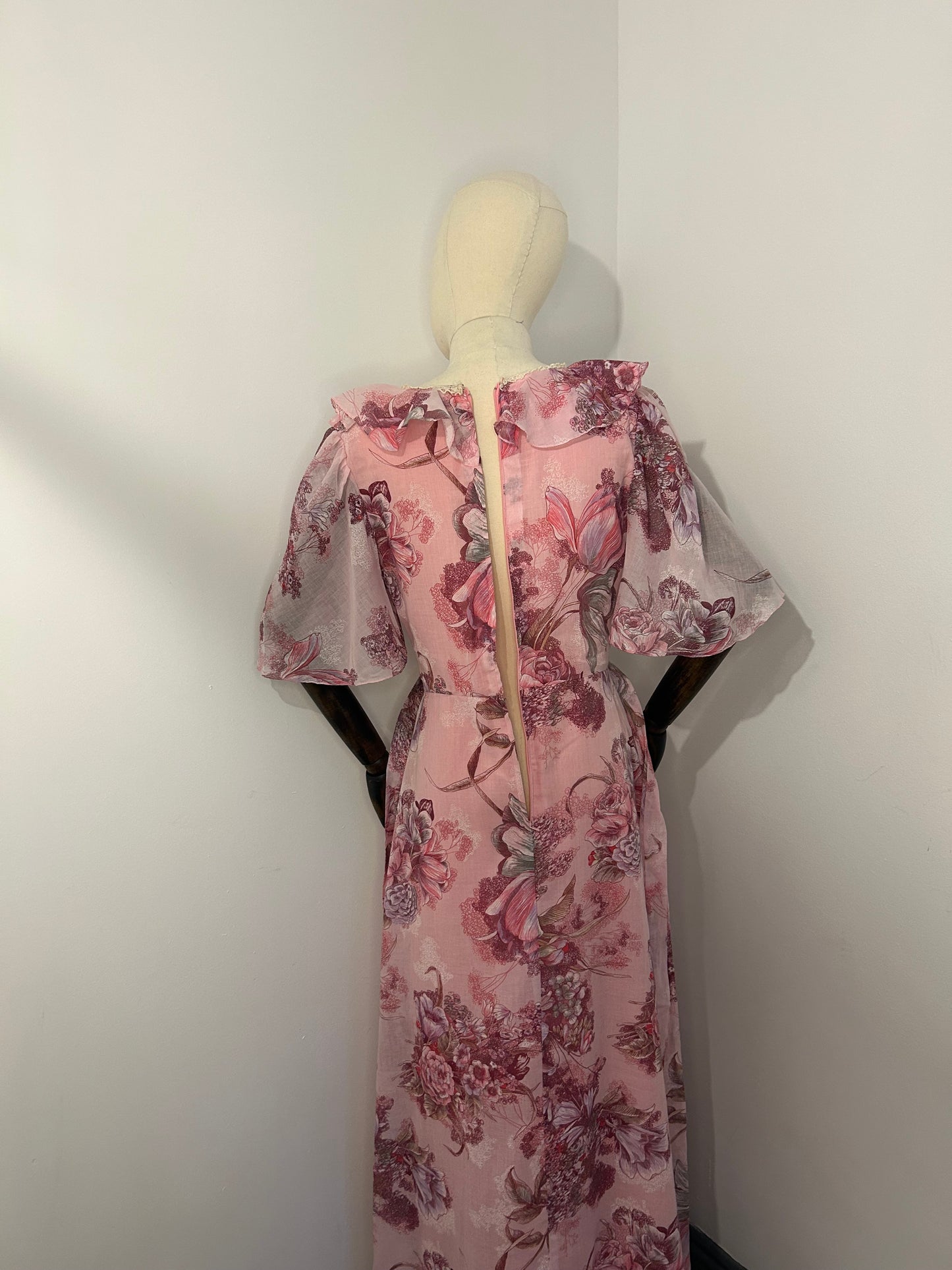 Pink floral angel sleeve dress