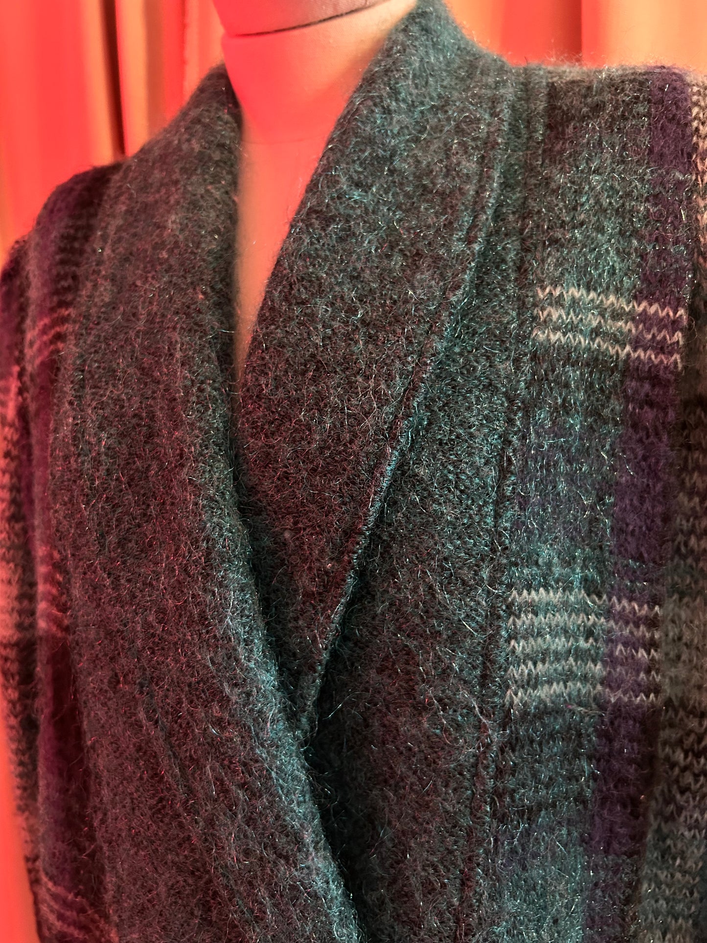 Blue Check Mohair Cardigan