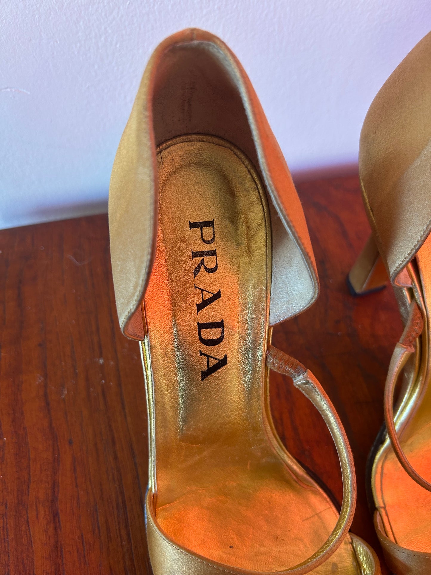90s Prada Gold Heels