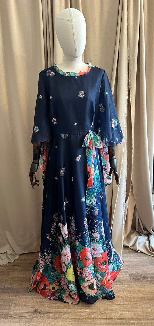 Floral Angel Sleeve Maxi Dress