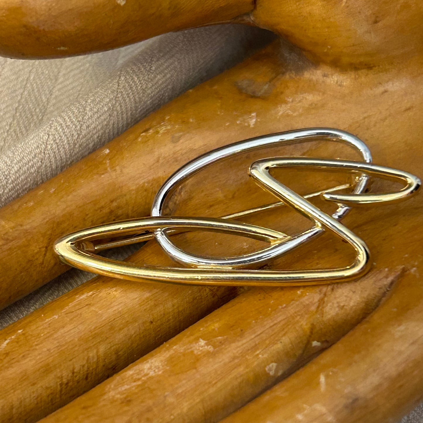 Mixed Metal Swirl Brooch