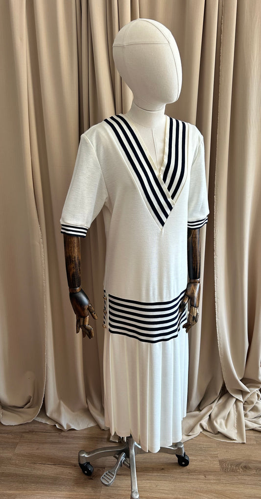 White and Navy Casual Dress