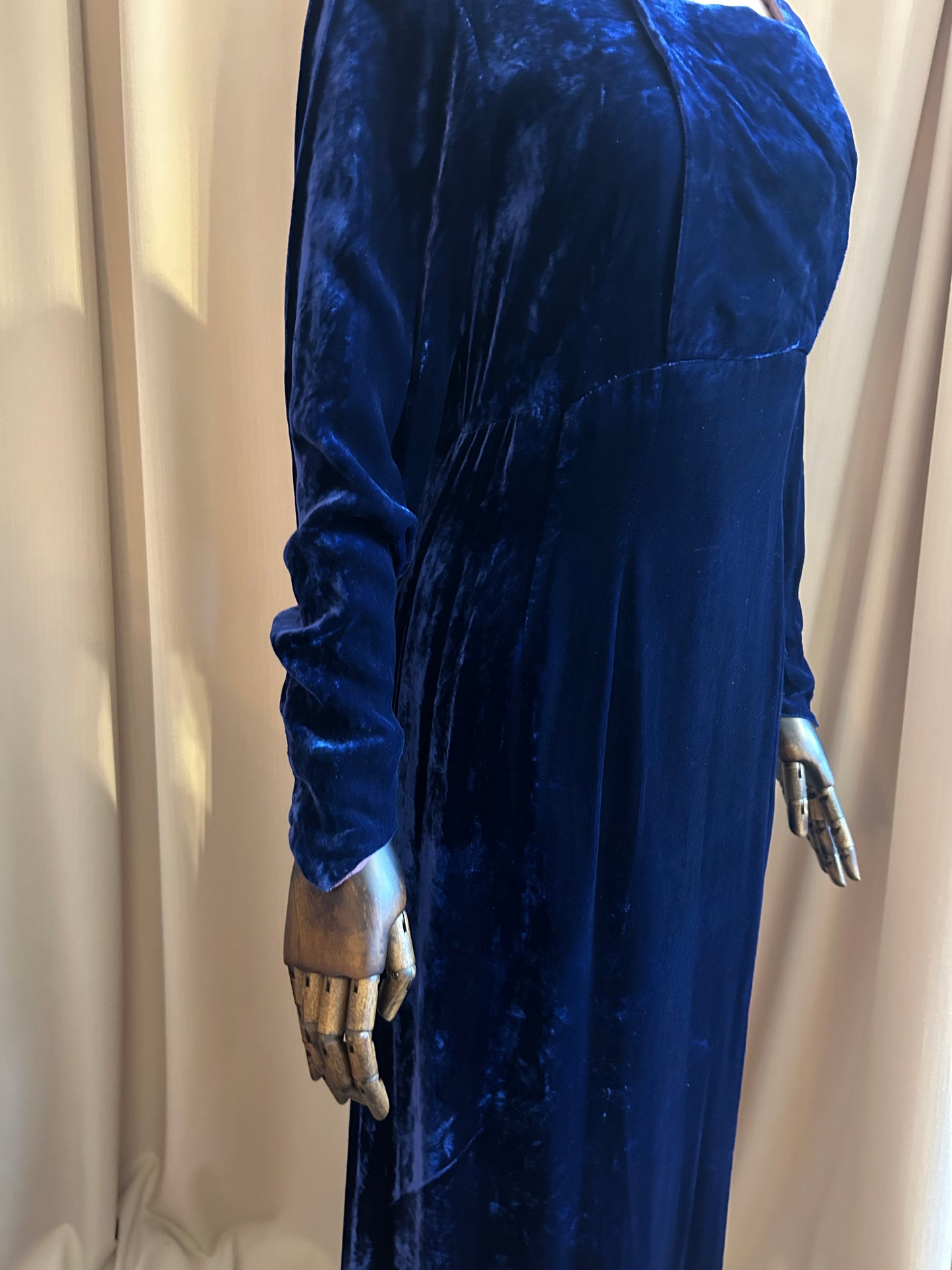 Blue Silk Velvet Gown