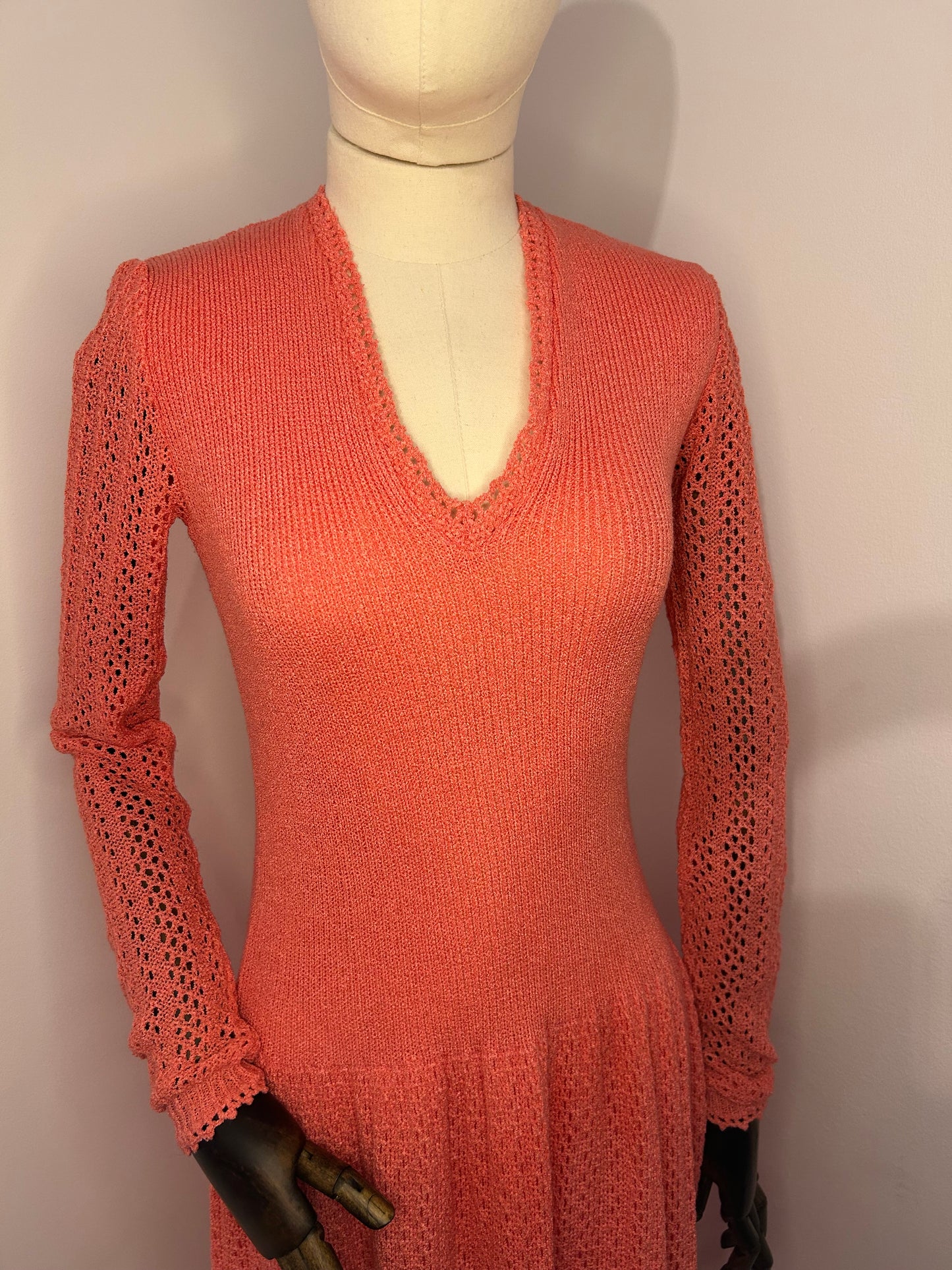 Coral knitted dress