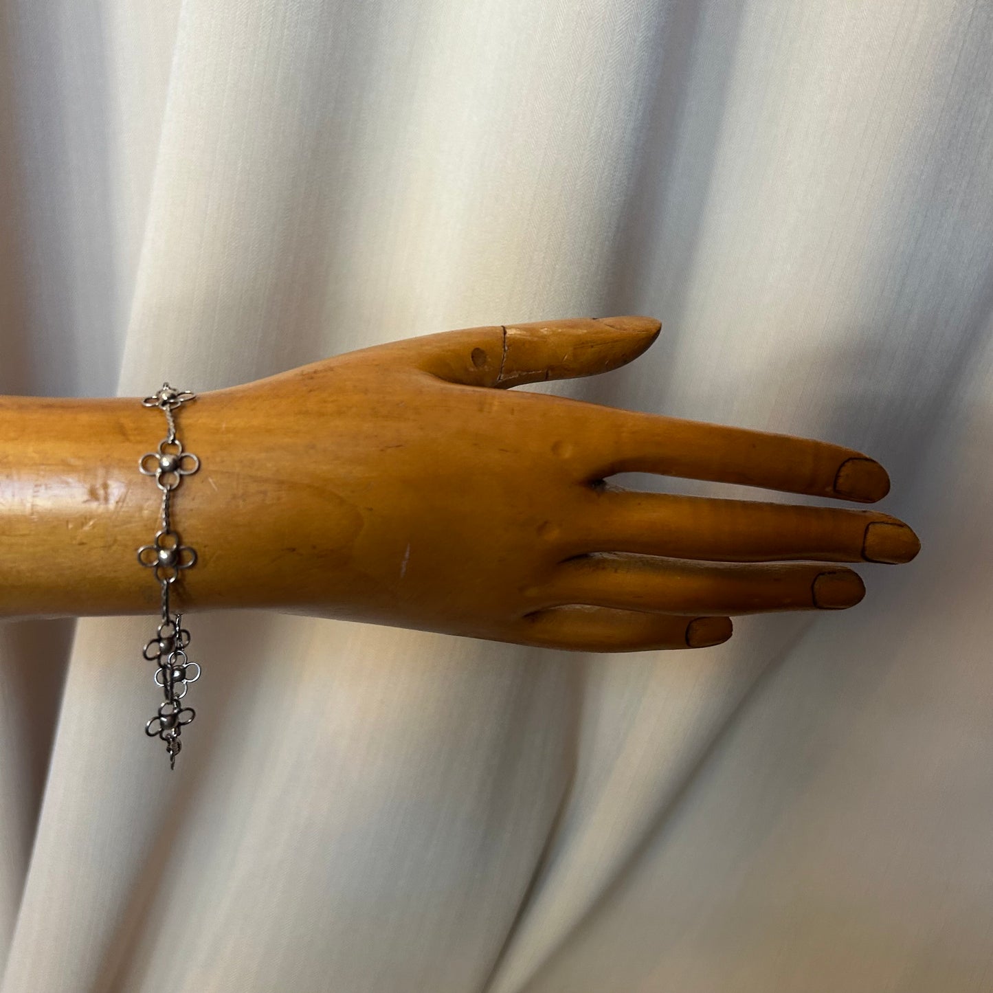 Sterling Silver Flower Chain Bracelet