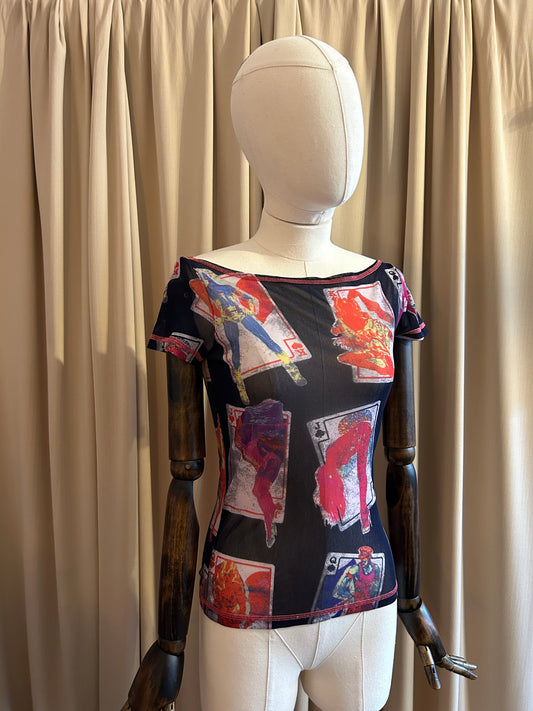 Jean Paul Gaultier Mesh Print Top