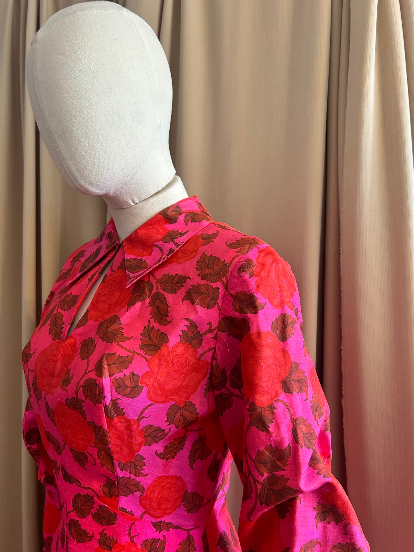 Raw Silk Printed Dress