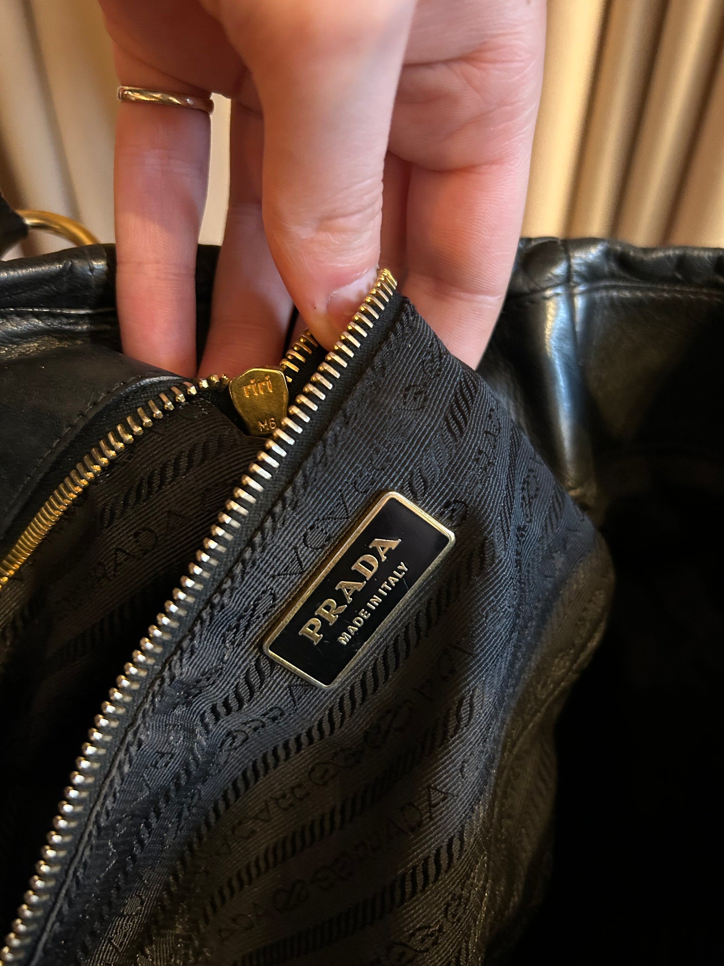 Prada Ruched Leather Tote