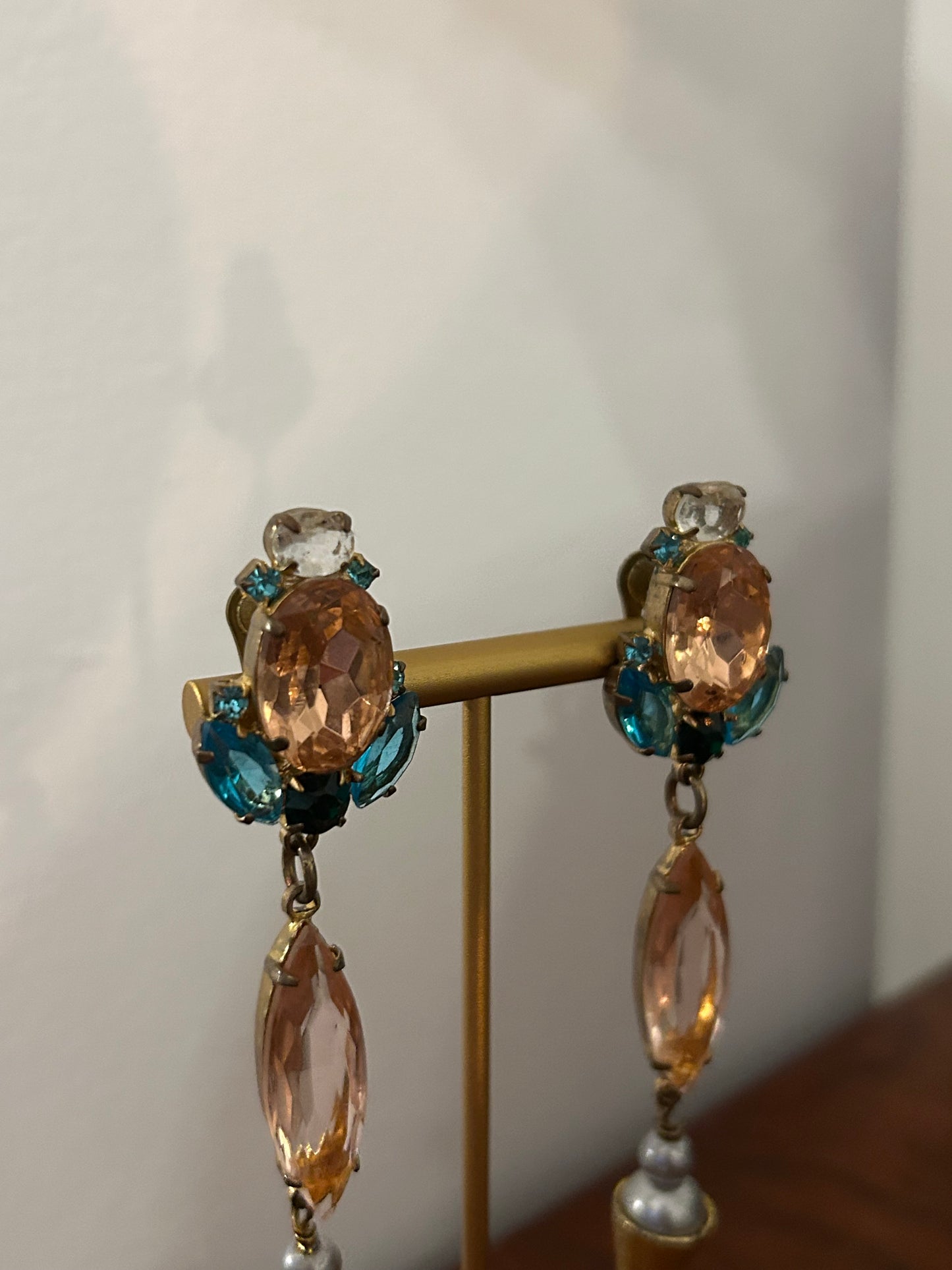 Long Beaded Clip On Earrings