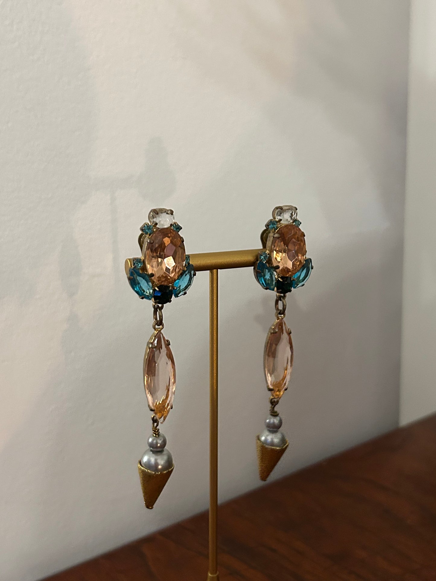 Long Beaded Clip On Earrings