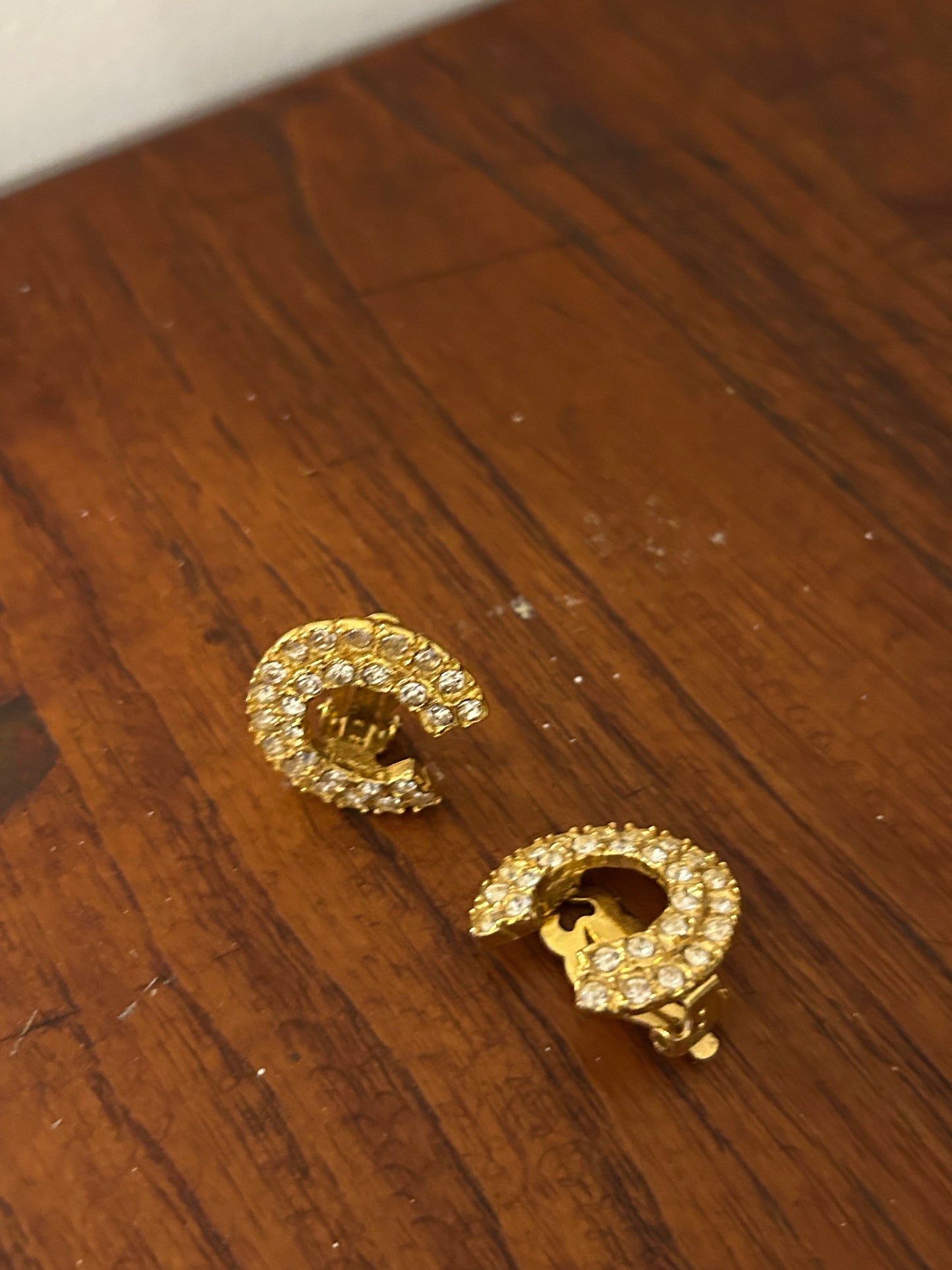 Diamanté ‘C’ Clip On Earrings