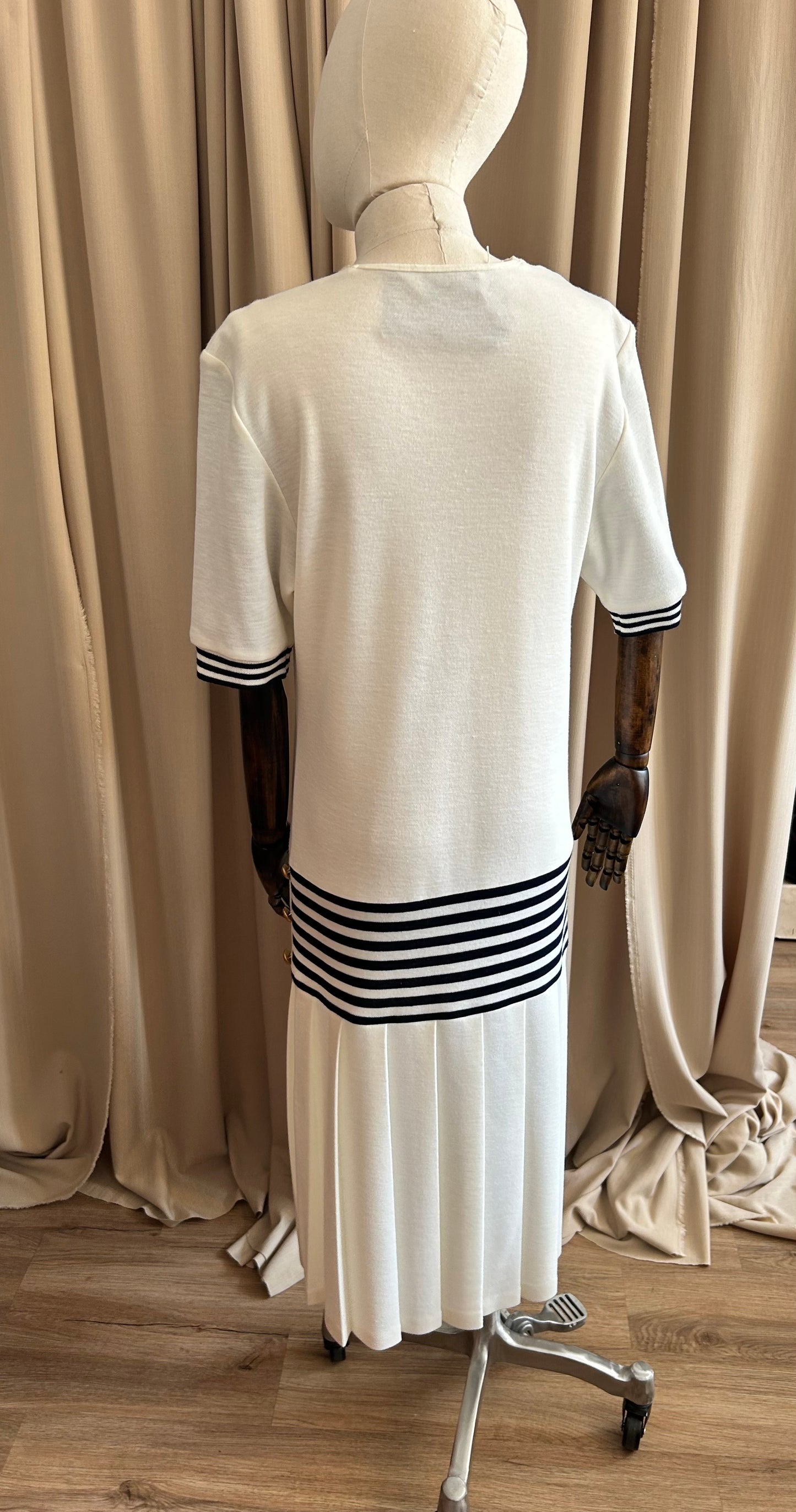 White and Navy Casual Dress
