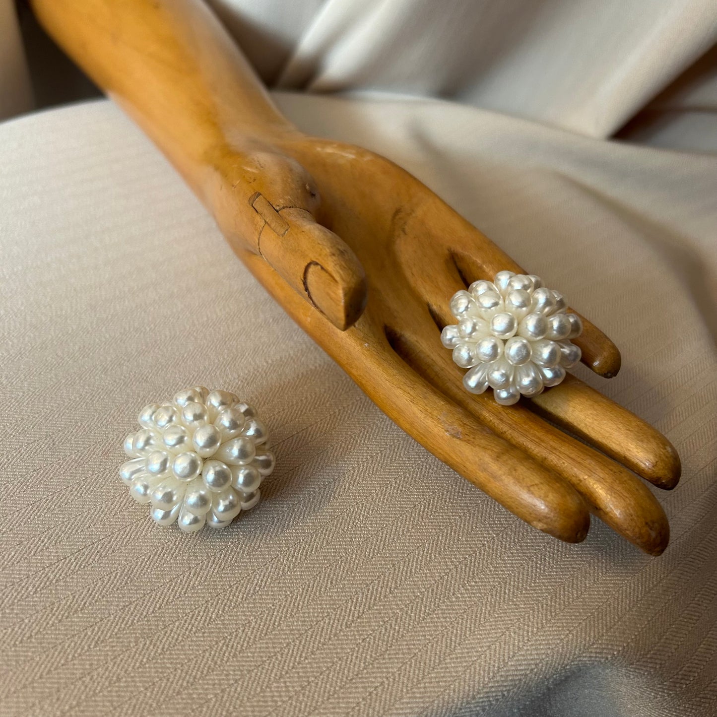 White Pearl Cluster Clip Ons