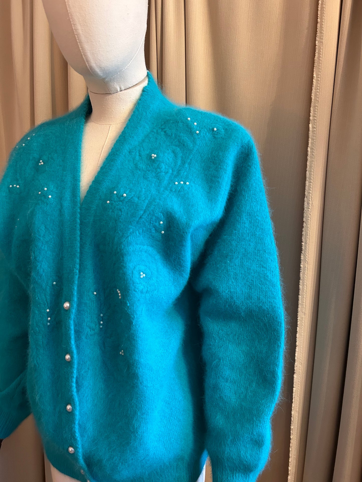 Turquoise Angora Cardigan