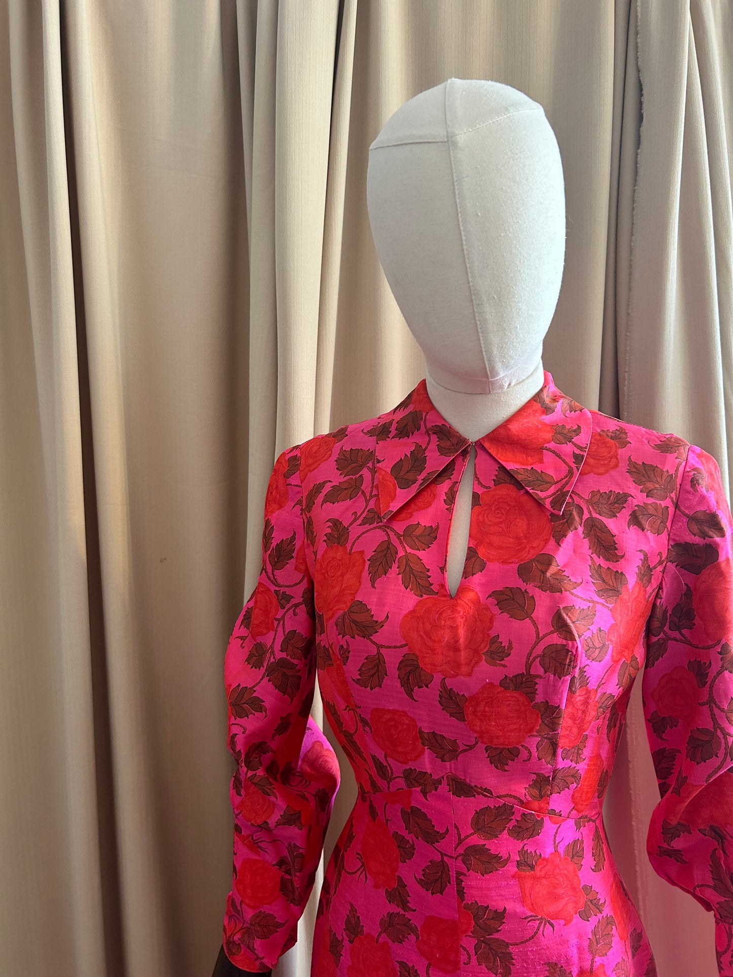 Raw Silk Printed Dress