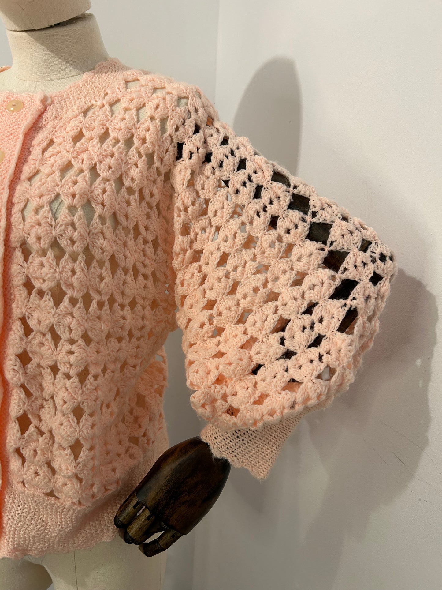 Pastel Pink Crochet Cardigan