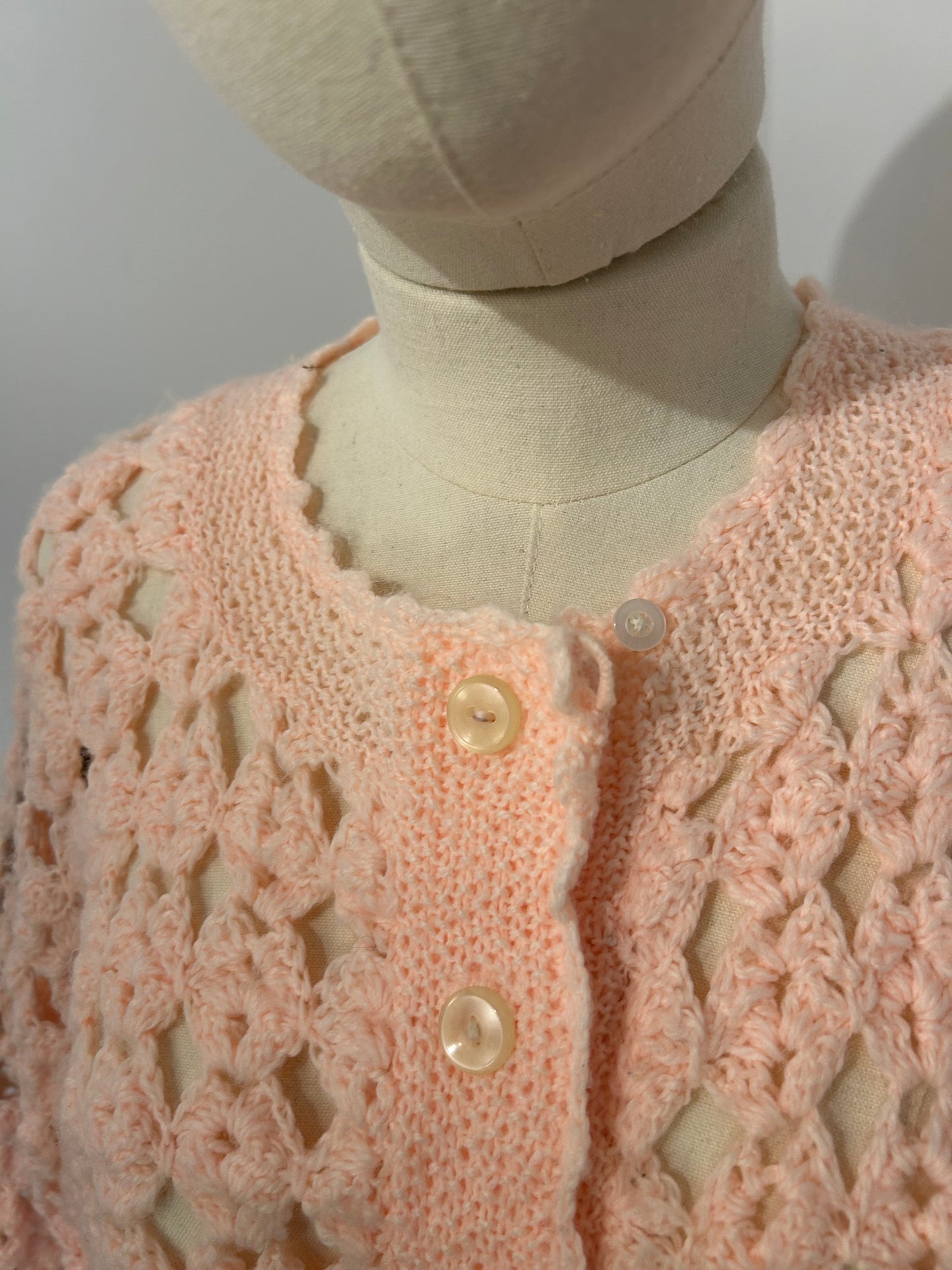 Pastel Pink Crochet Cardigan