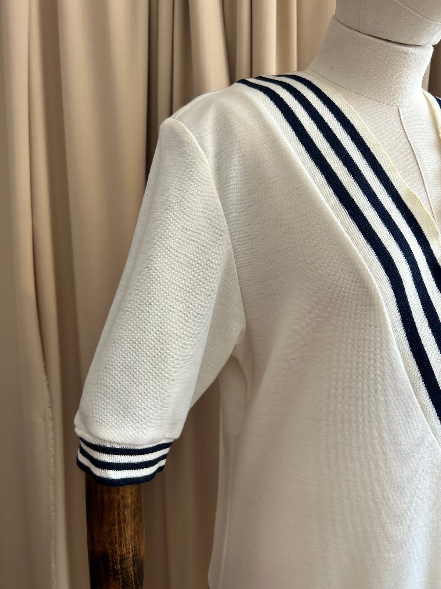 White and Navy Casual Dress