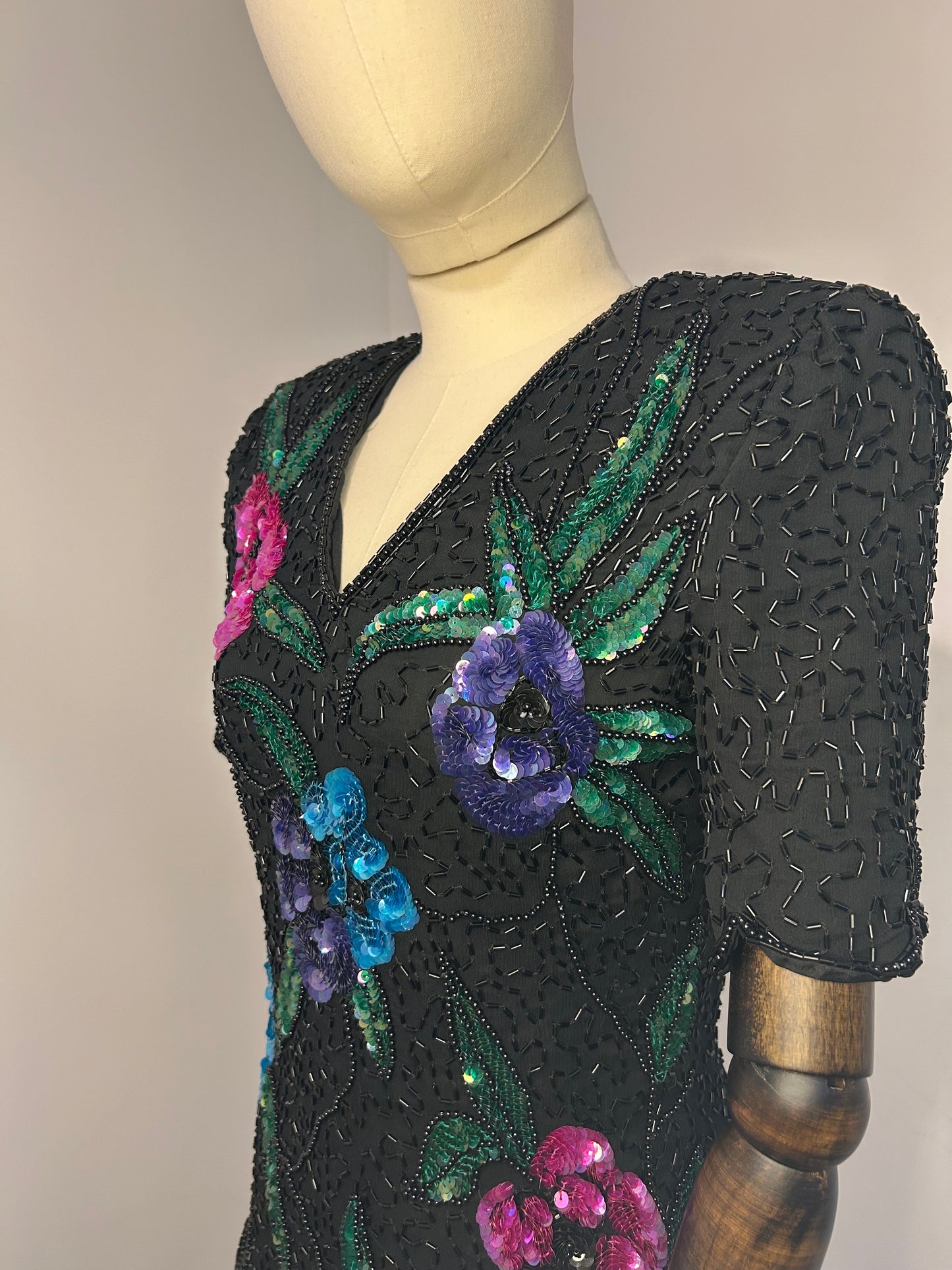 Sequin Floral on Black