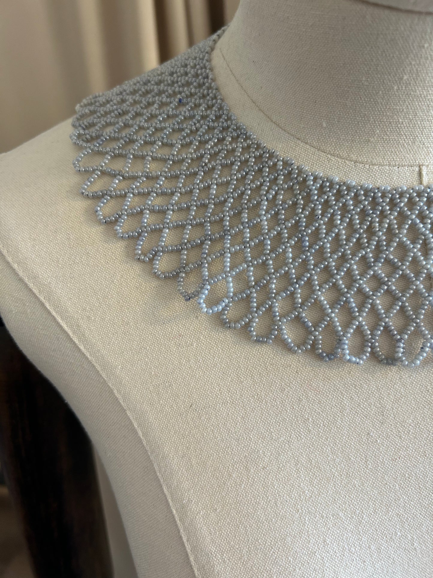 Pigeon Grey Beaded Collar