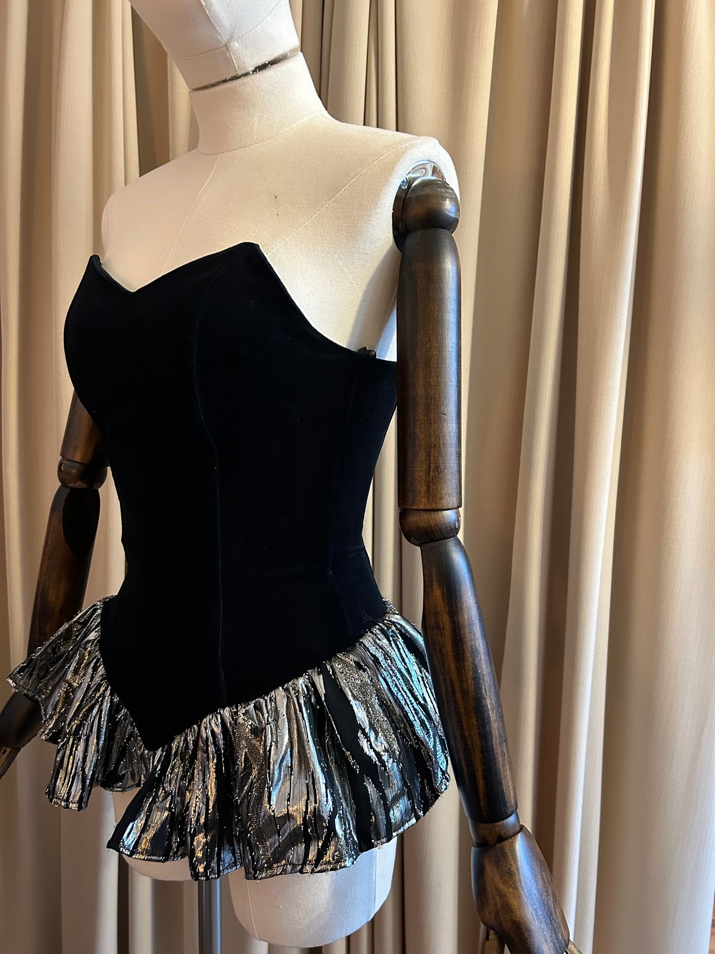 Velvet Corset Top With Ruffle